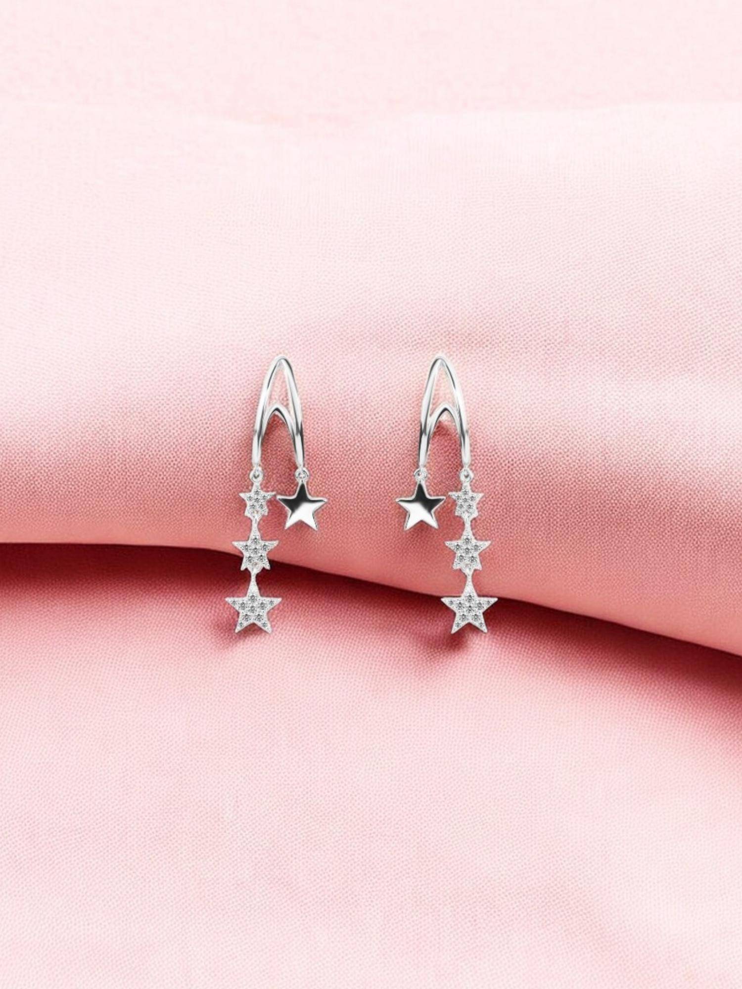 Nistra 925 Sterling Silver Starry Whispers Drop Earrings