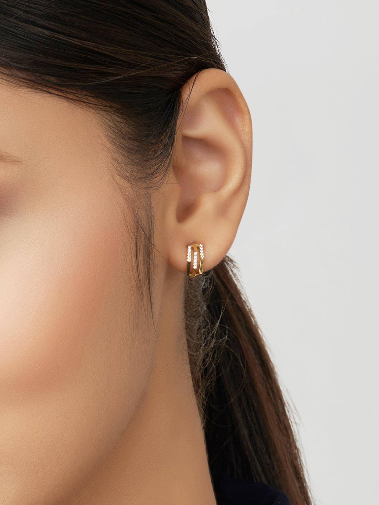 Nistra 925 Sterling Silver Acute Chic Earrings