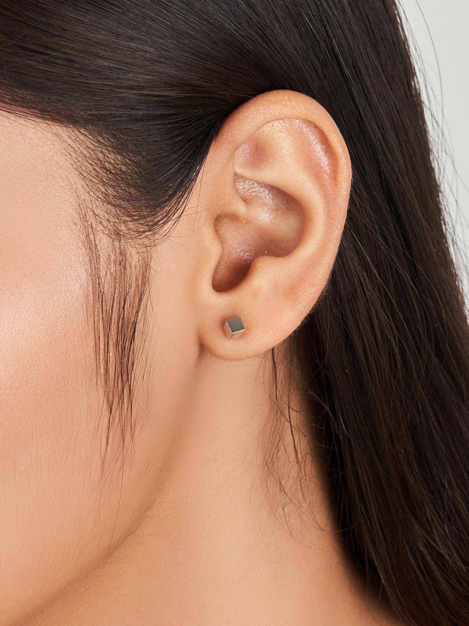 Nistra 925 Sterling Silver Chic Minimalist Cubic Earrings