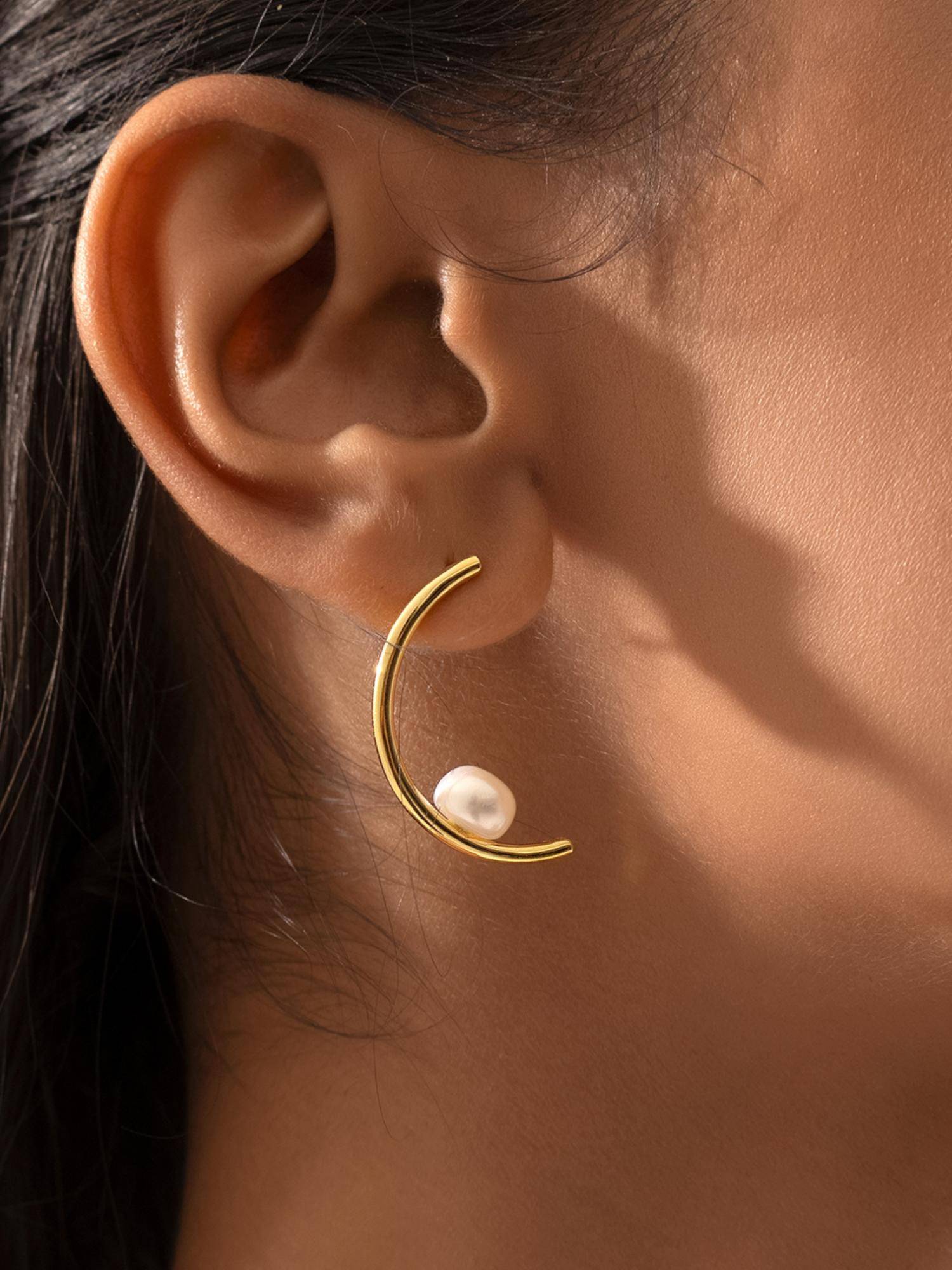 Nistra 925 Sterling Silver Pearl Moonbeam Marble Earrings