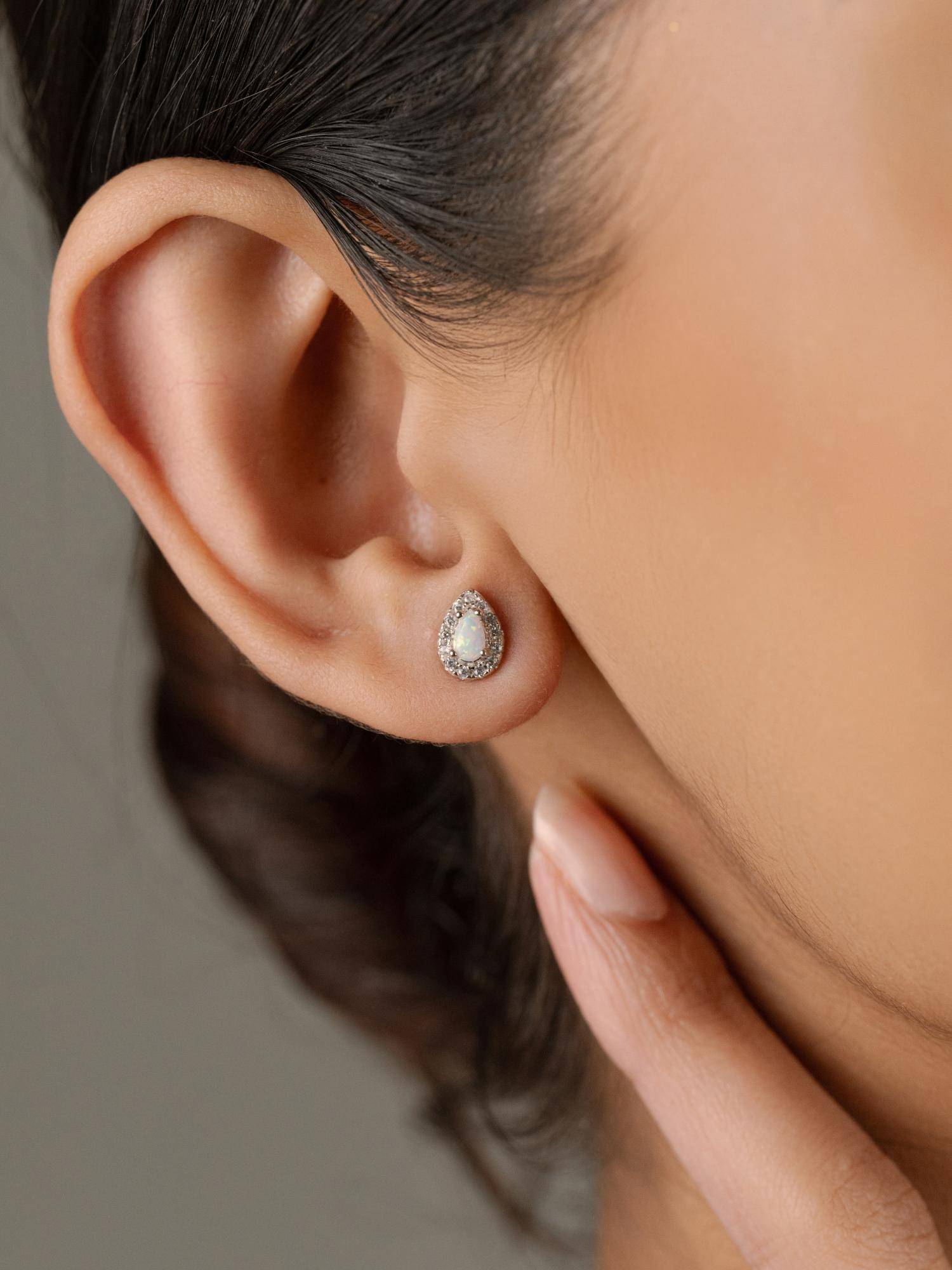 Nistra 925 Sterling Silver Created Opal Luxury Opulence Earrings