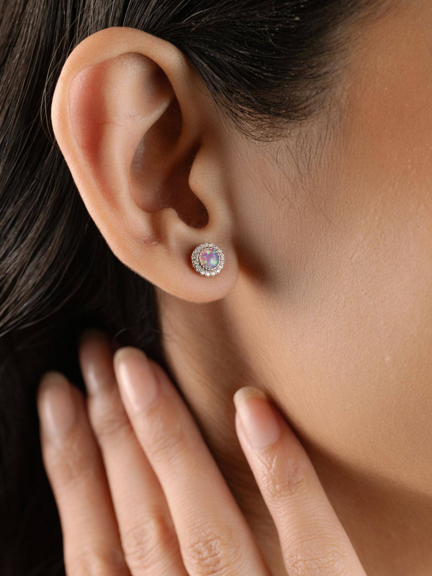 Nistra 925 Sterling Silver Created Opal Timeless Royal Purple Earrings