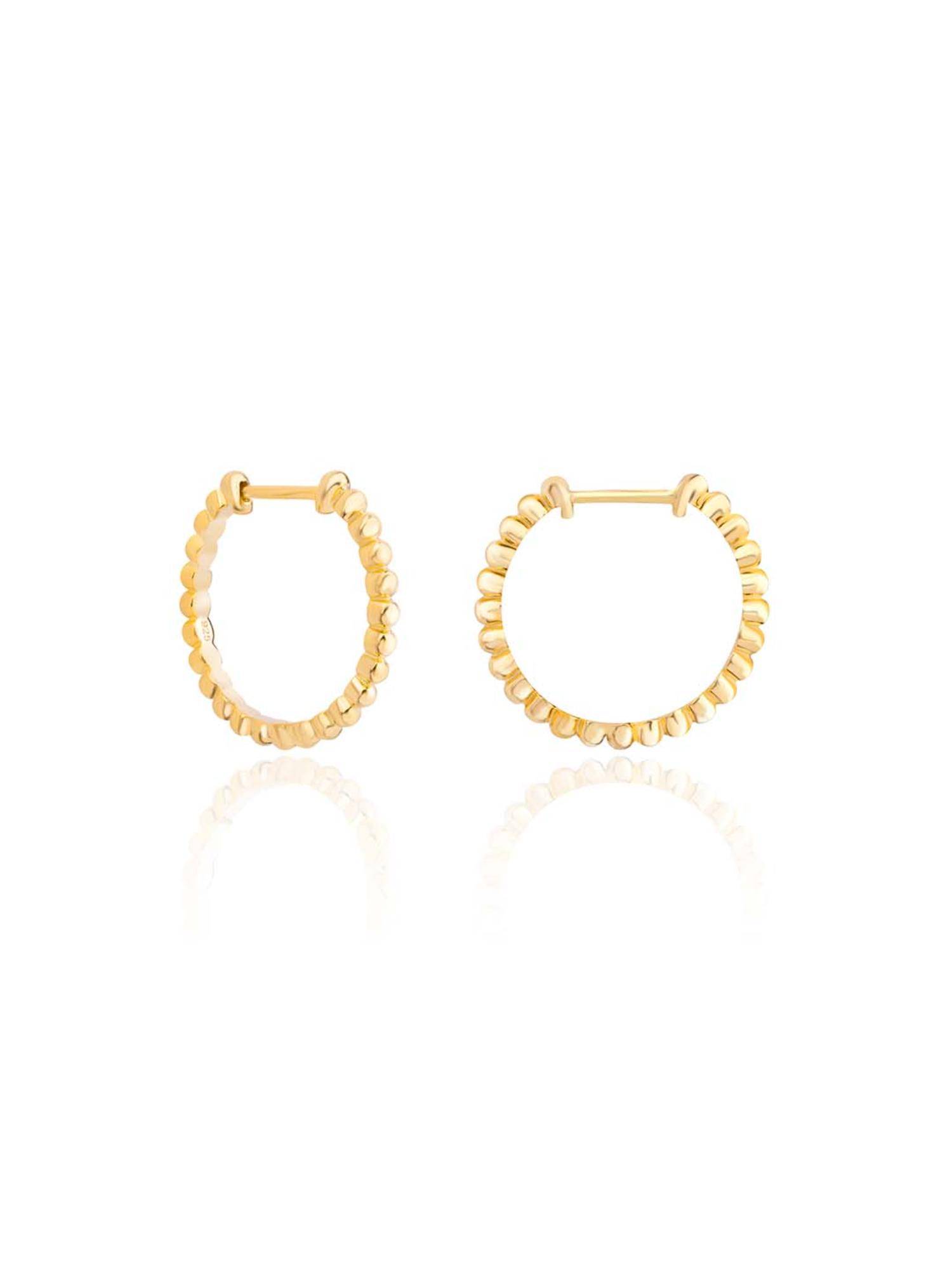 Nistra 925 Sterling Silver Pebbled Orbit Hoops Earrings