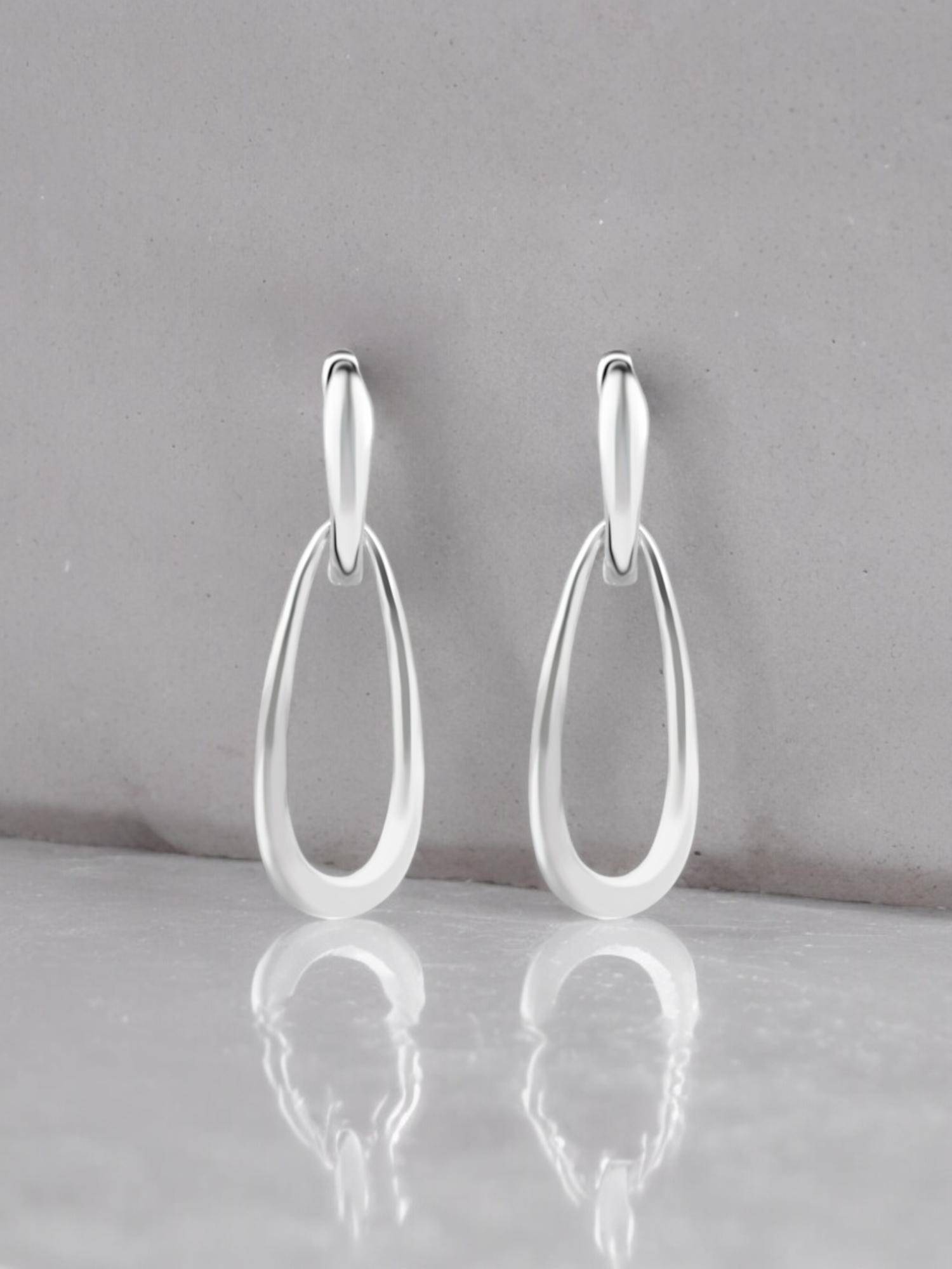 Nistra 925 Sterling Silver Elegant Oval Grace Drop Earrings