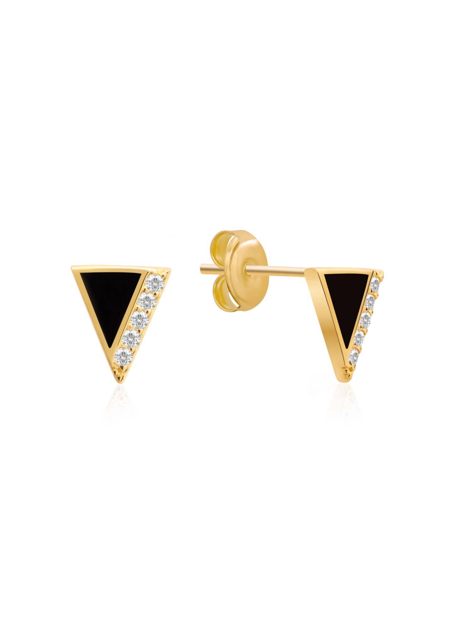 Nistra 925 Sterling Silver Black Onyx Tiny Triangle Studs