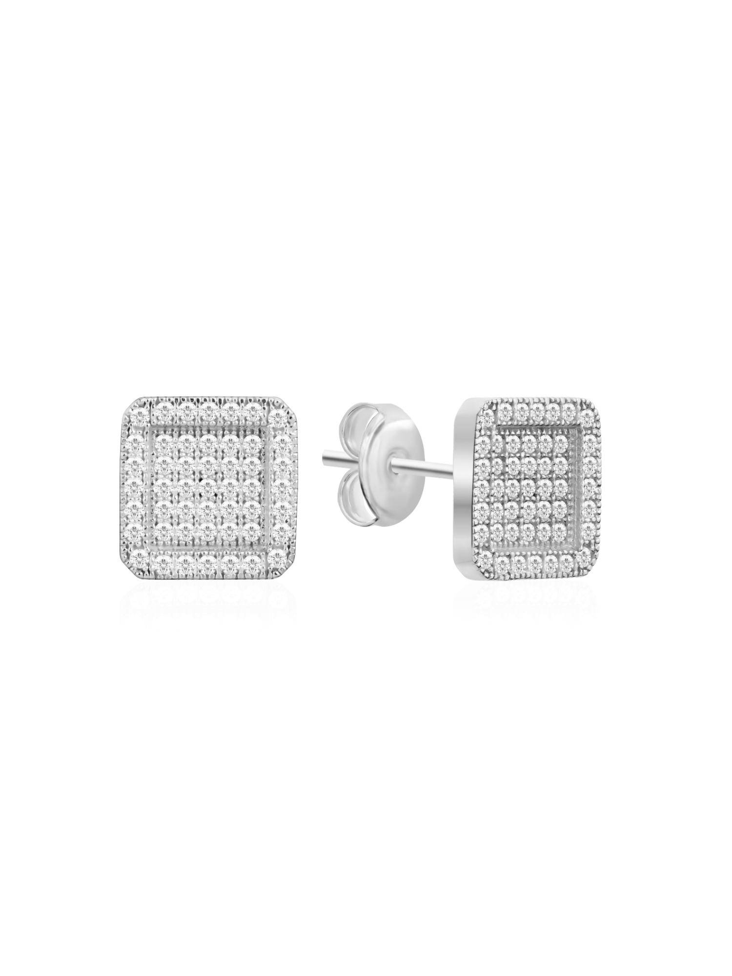 Nistra 925 Sterling Silver Glow Square Earrings