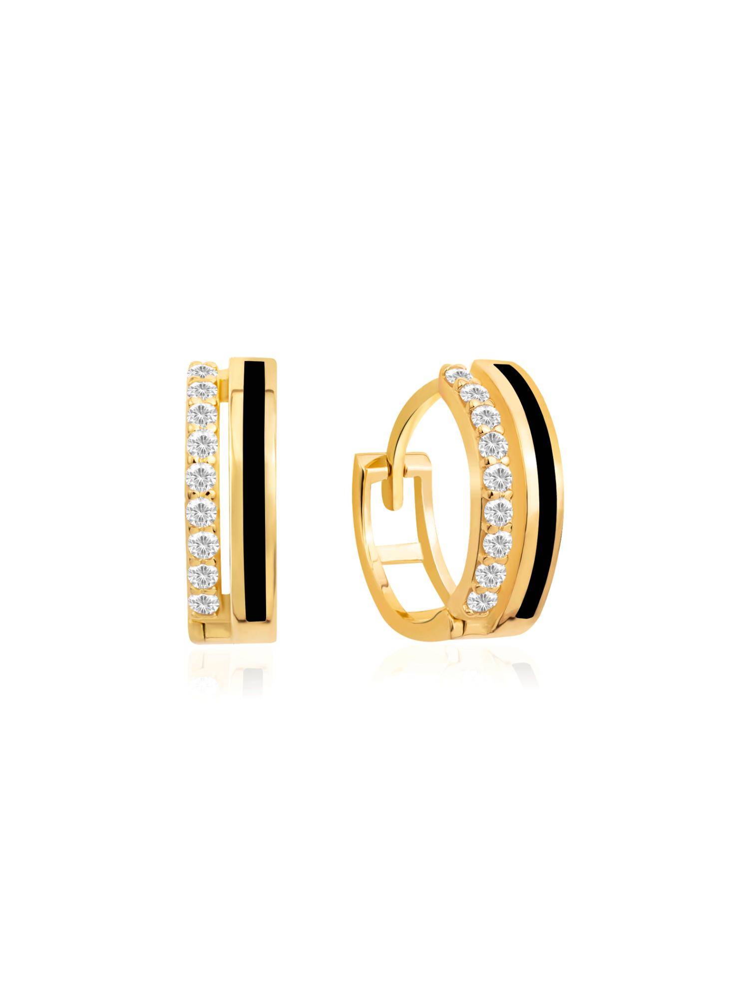 Nistra 925 Sterling Silver Black Onyx Spark Huggies