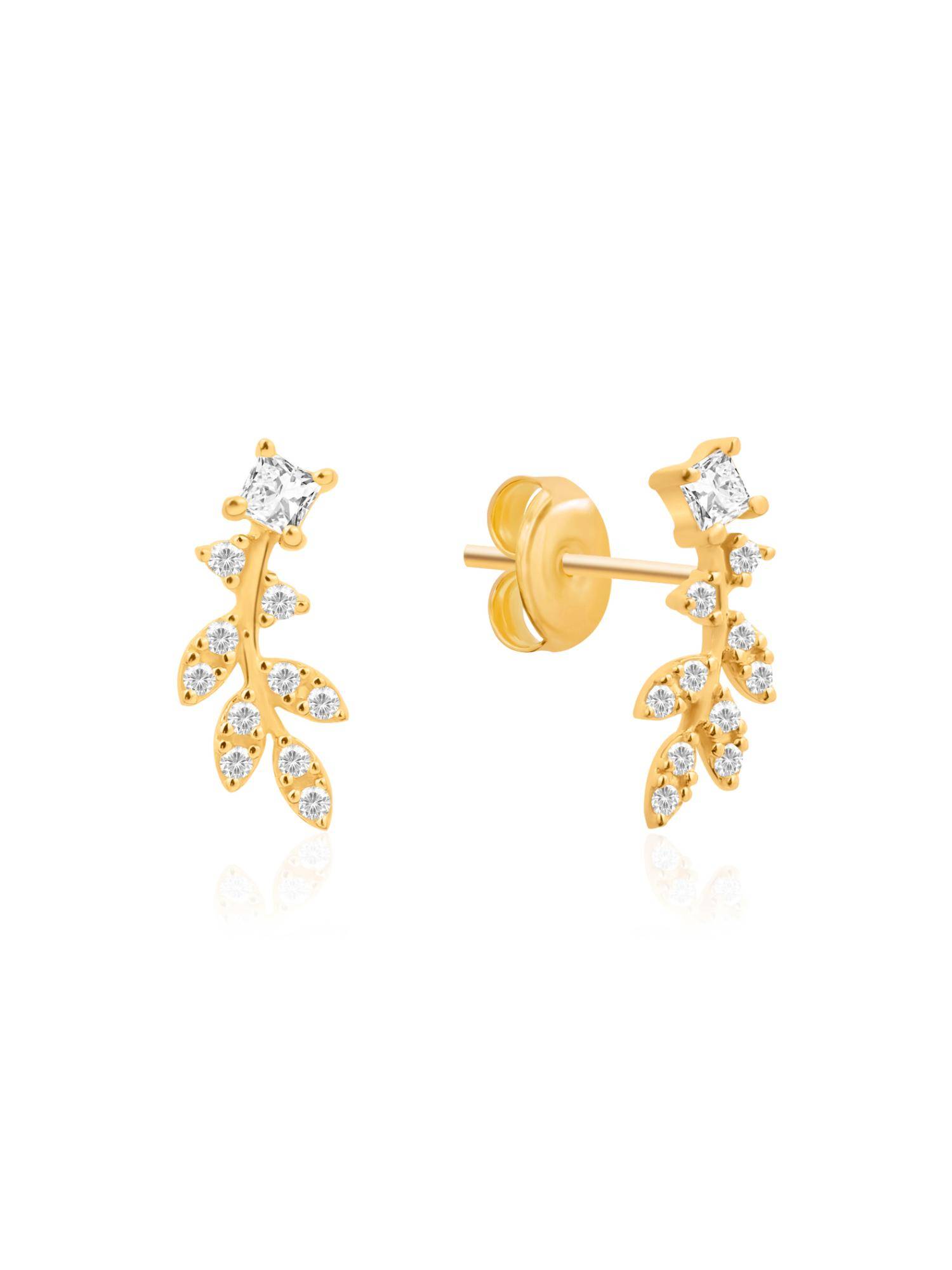 Nistra 925 Sterling Silver Mini Leaf Glow Studs Earrings