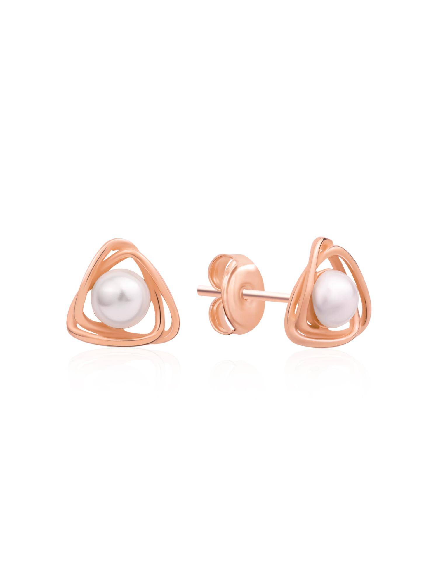 Nistra 925 Sterling Silver Pearl Mini Triangle Studs Earrings