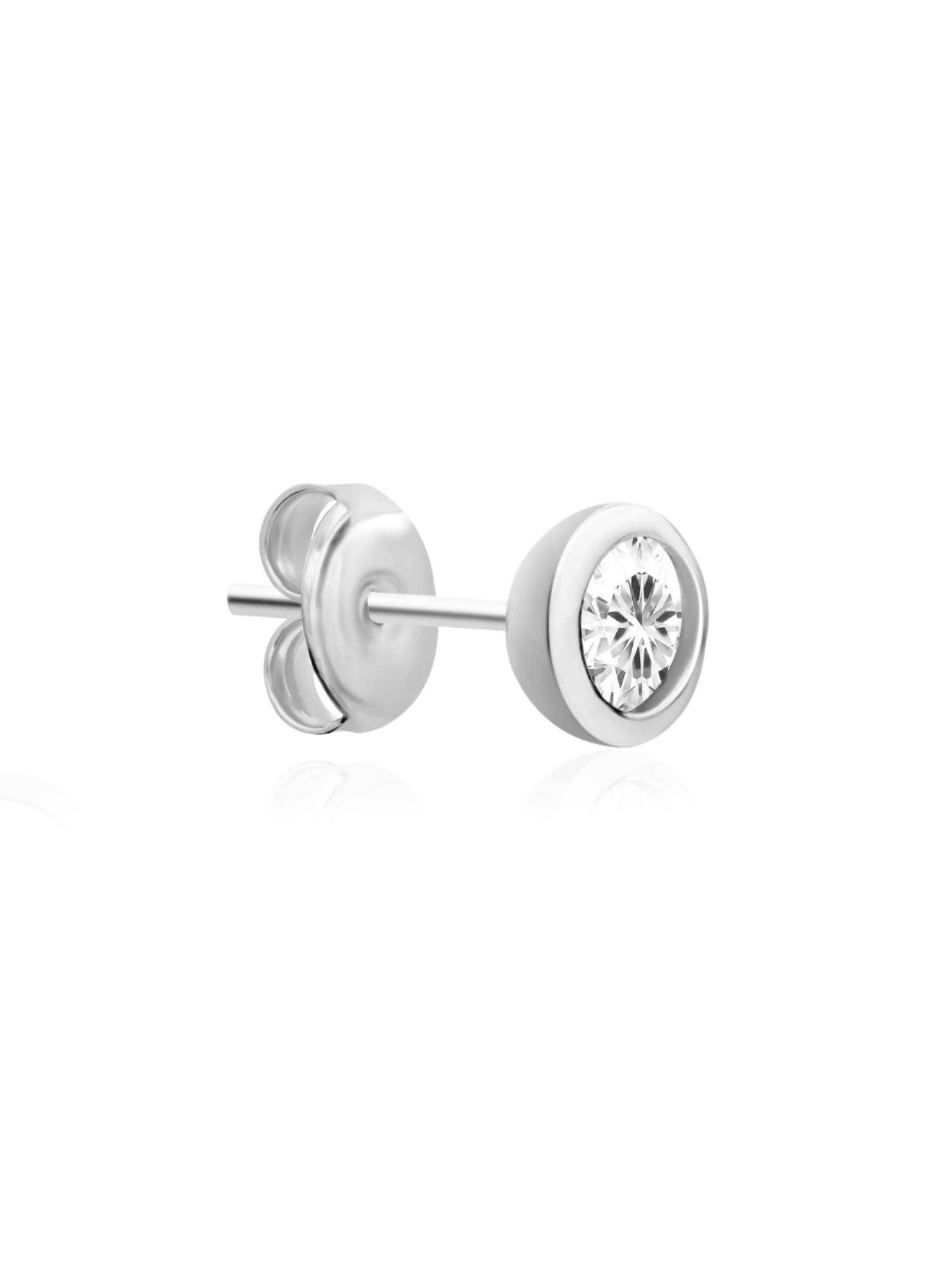 Nistra 925 Sterling Silver Everyday Bezel Studs Earrings