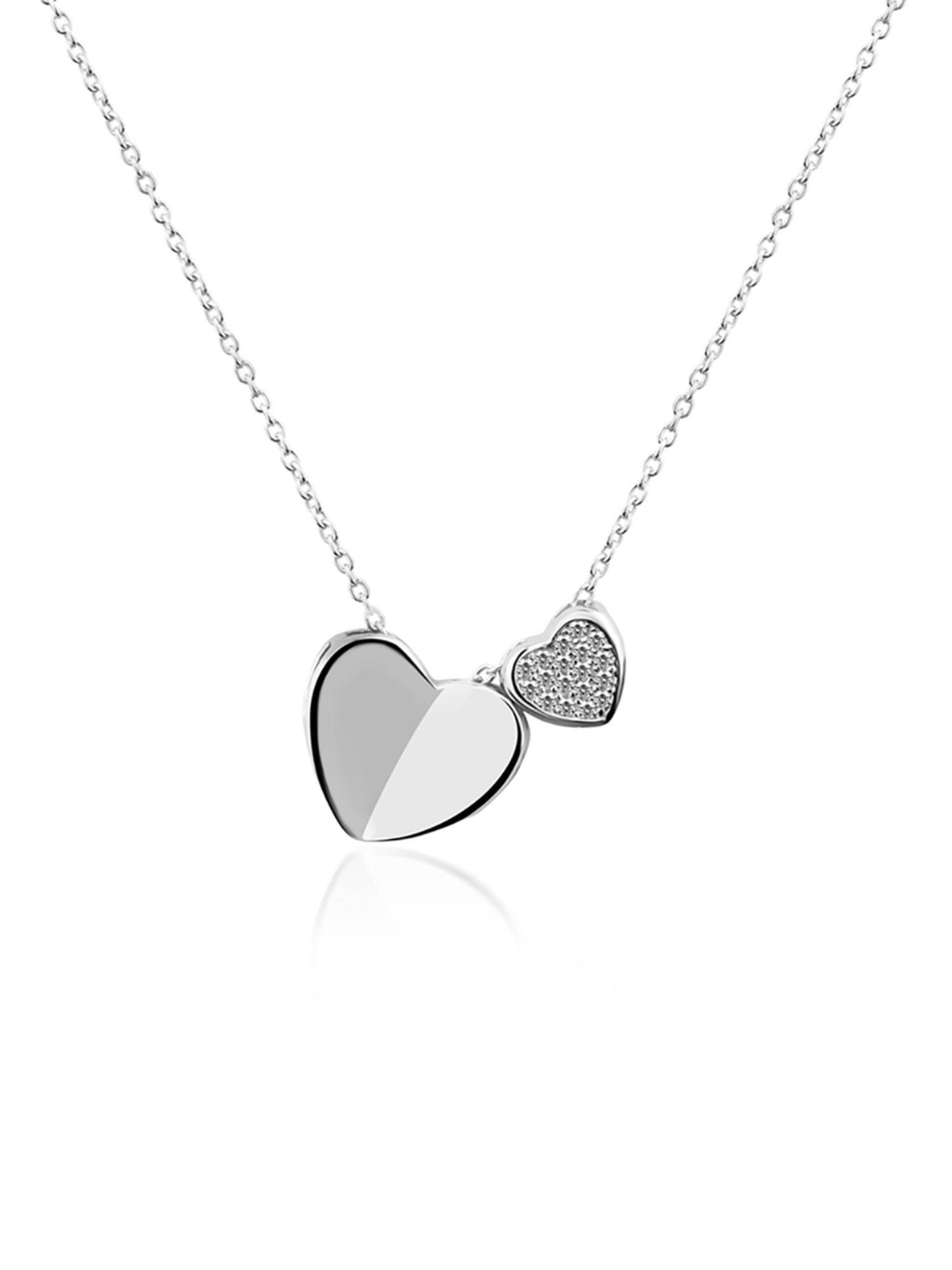 Nistra 925 Sterling Silver Hearts Serenade Necklace (Adjustable)