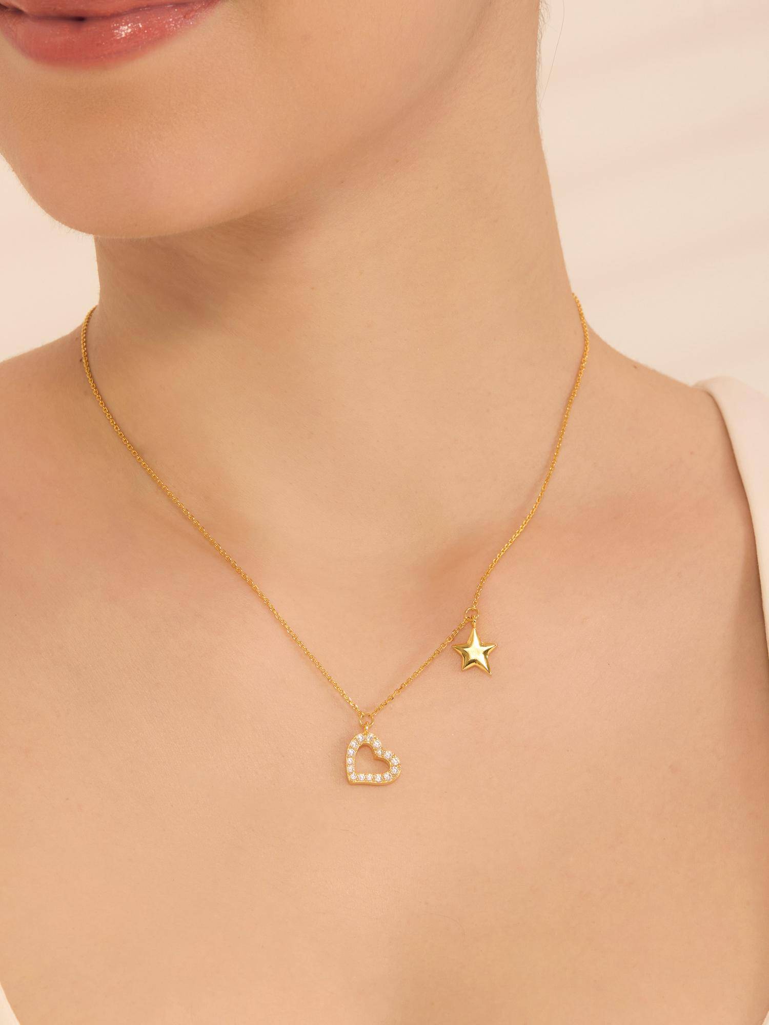 Nistra 925 Sterling Silver Starlit Love Token Necklace (Adjustable)