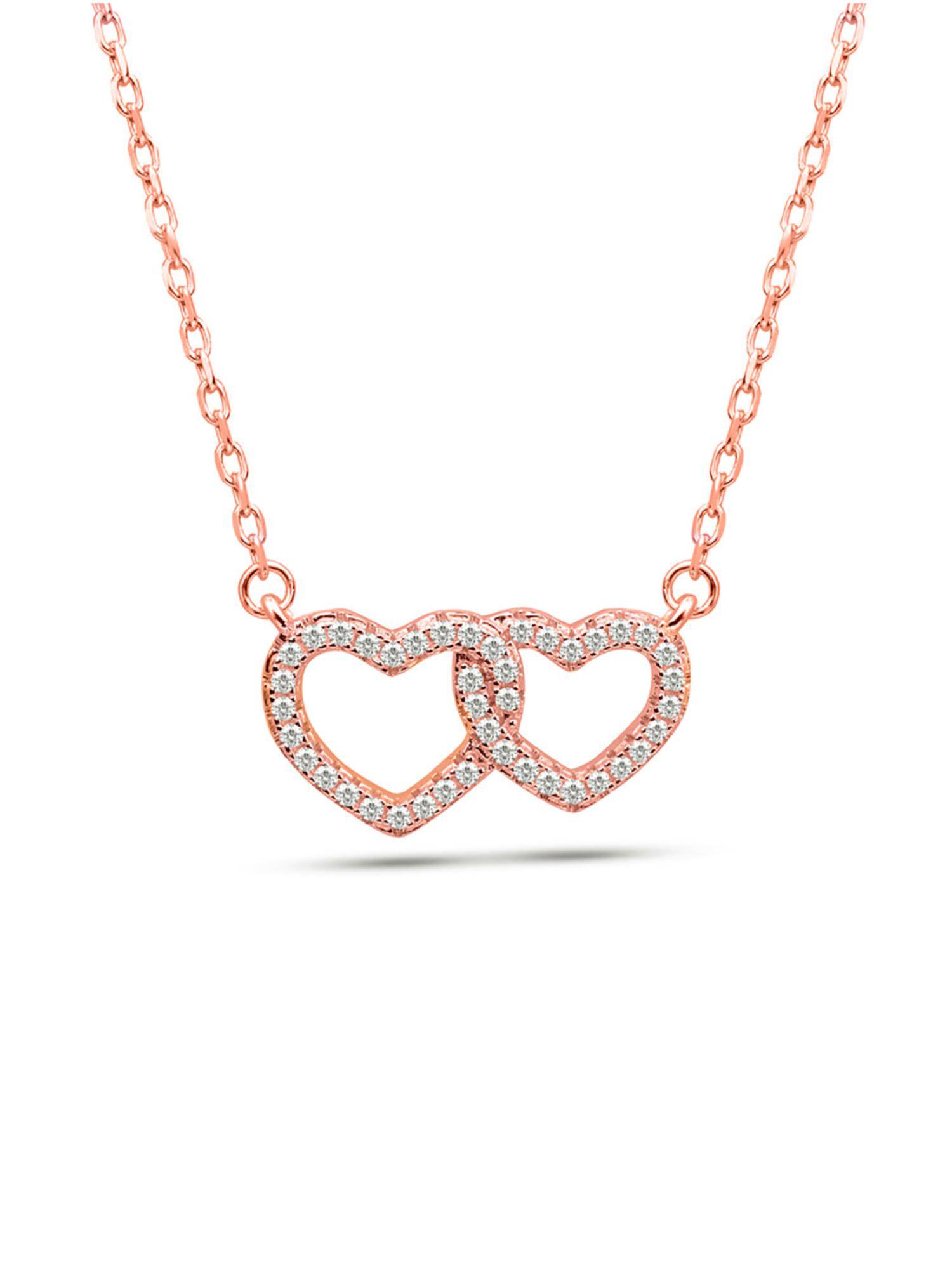Nistra 925 Sterling Silver Duet Of Hearts Necklace (Adjustable)