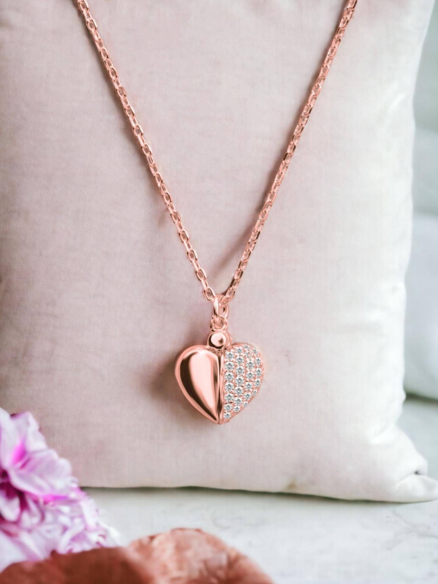 Nistra 925 Sterling Silver Hidden Heart Necklace (Adjustable)