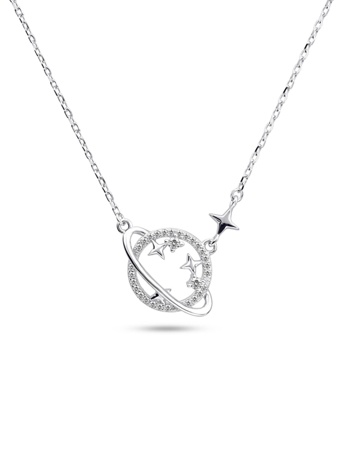 Nistra 925 Sterling Silver Galaxy Spinner Necklace (Adjustable)