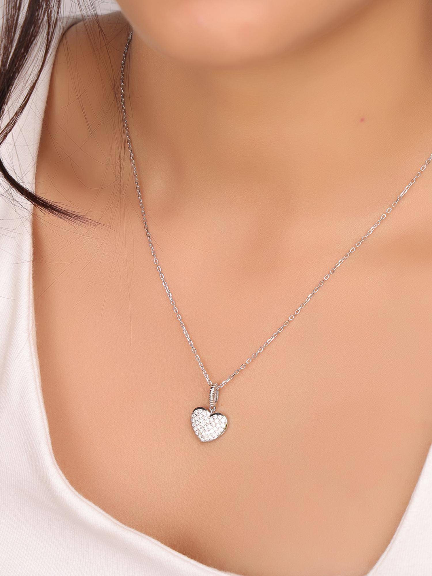 Nistra 925 Sterling Silver Heartfelt Necklace (Adjustable)