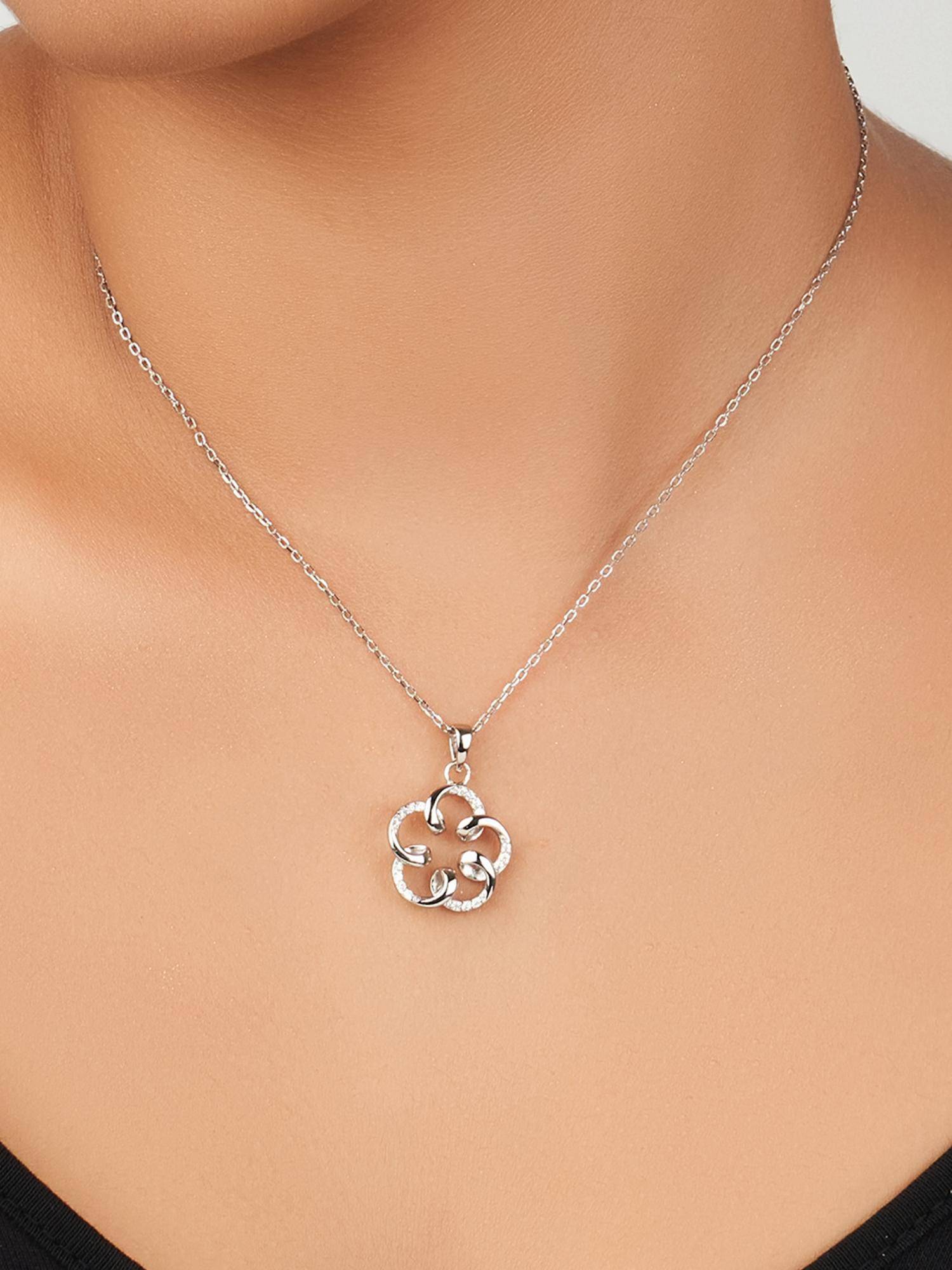 Nistra 925 Sterling Silver Petal-Whirl Necklace (Adjustable)