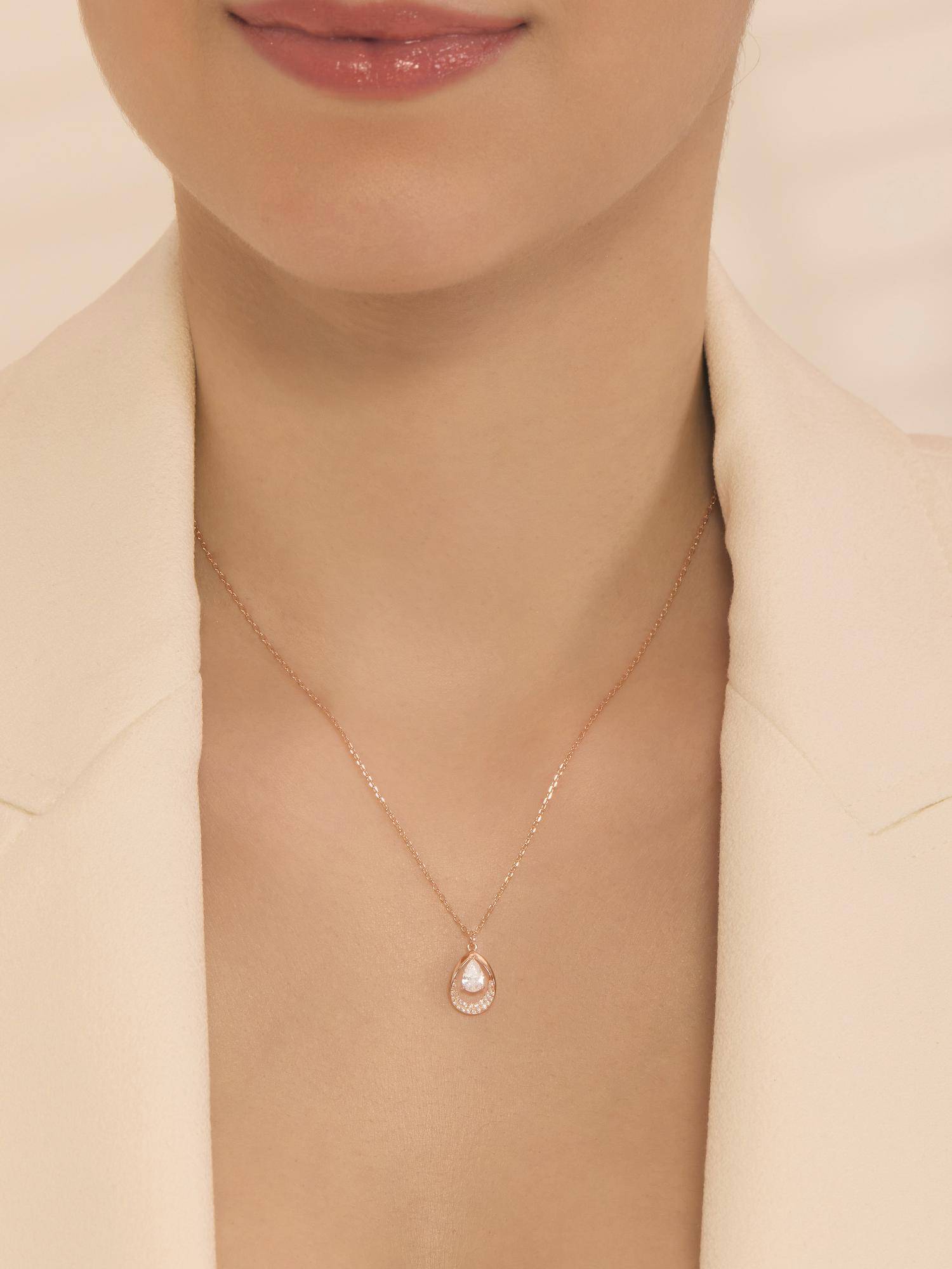 Nistra 925 Sterling Silver Droplet Charm Necklace (Adjustable)