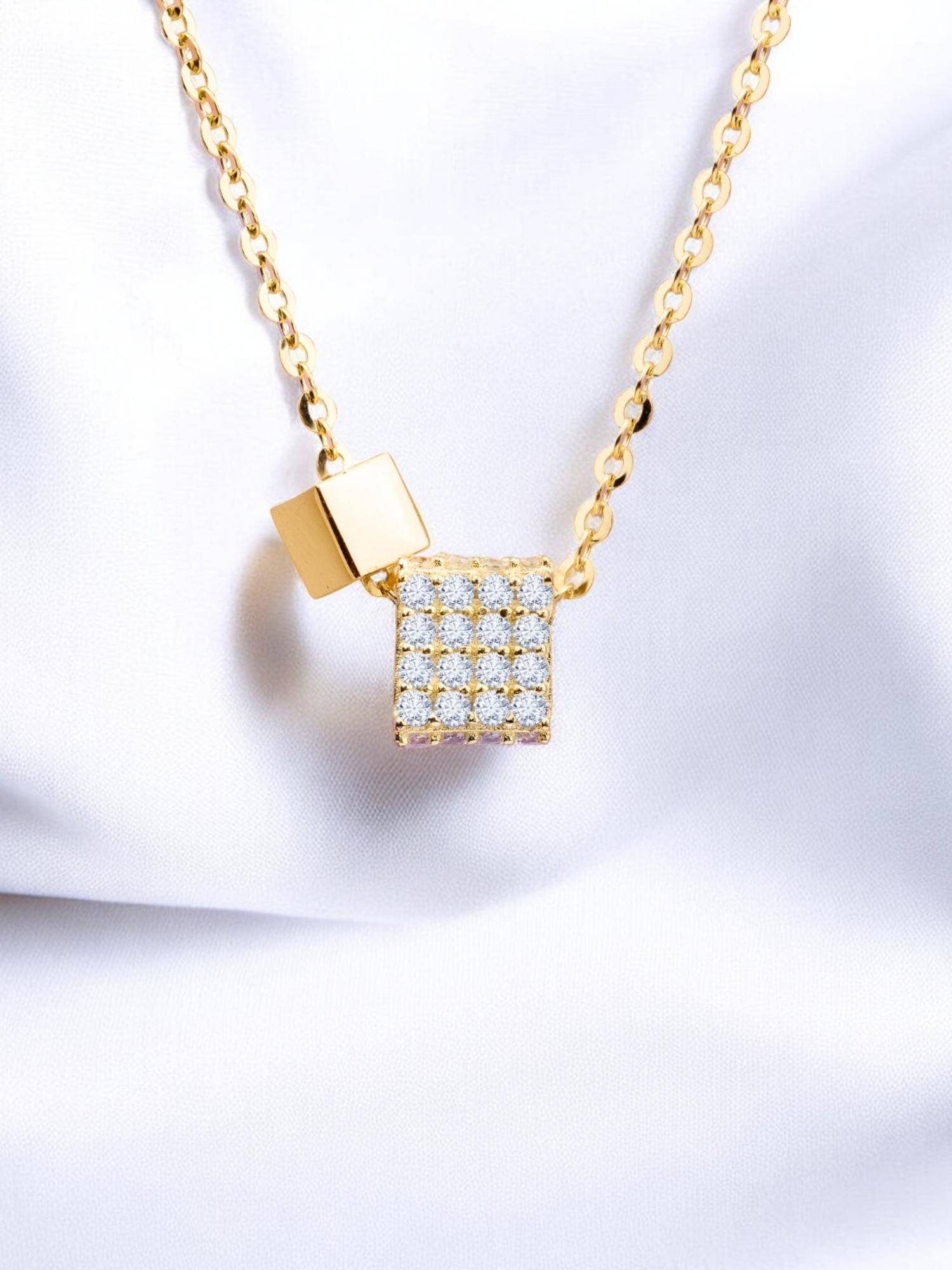 Nistra 925 Sterling Silver Cube Connection Necklace (Adjustable)