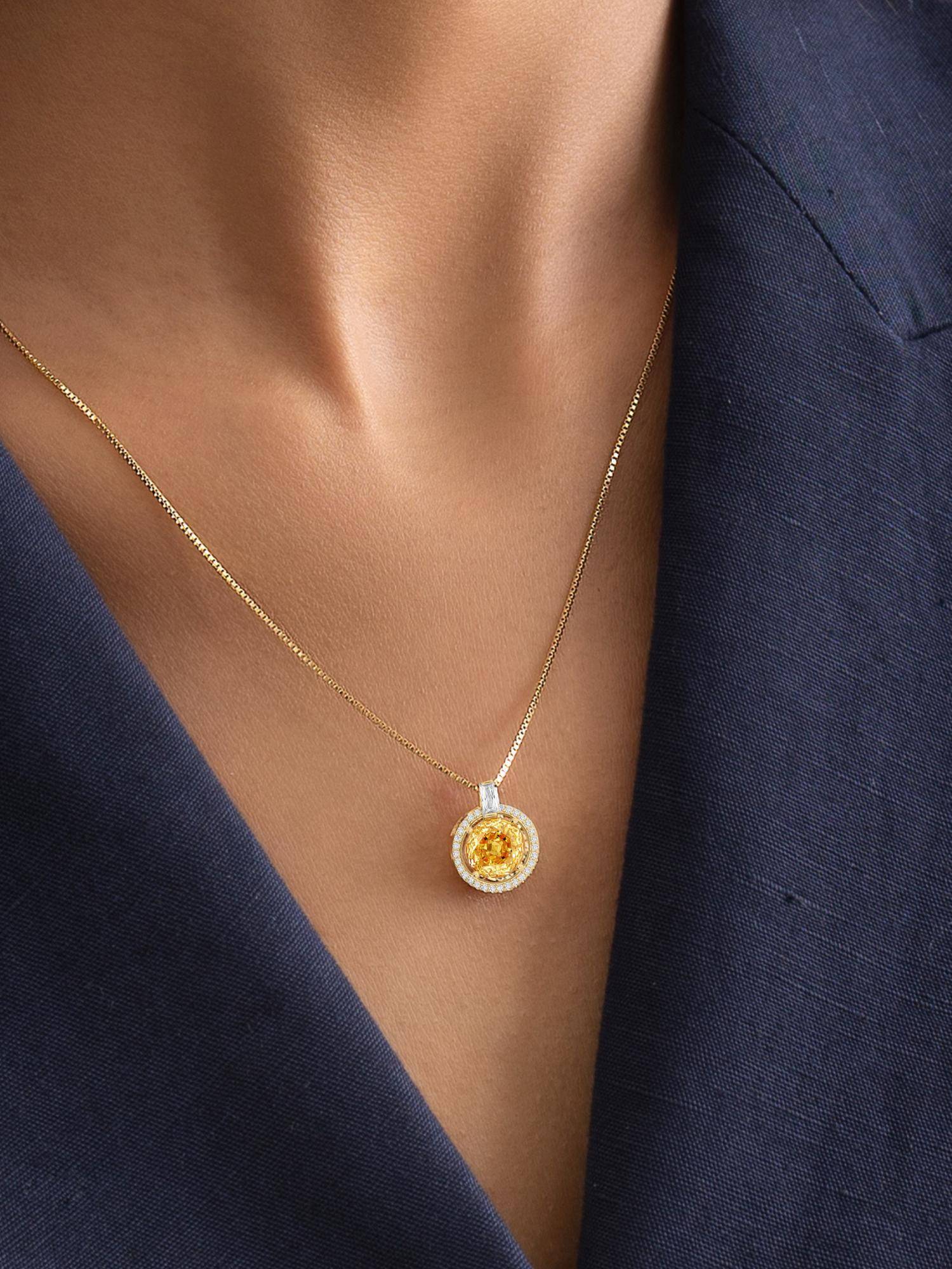 Nistra 925 Sterling Silver Crushed Ice Yellow Glimmering Secret Necklace (Adjustable)