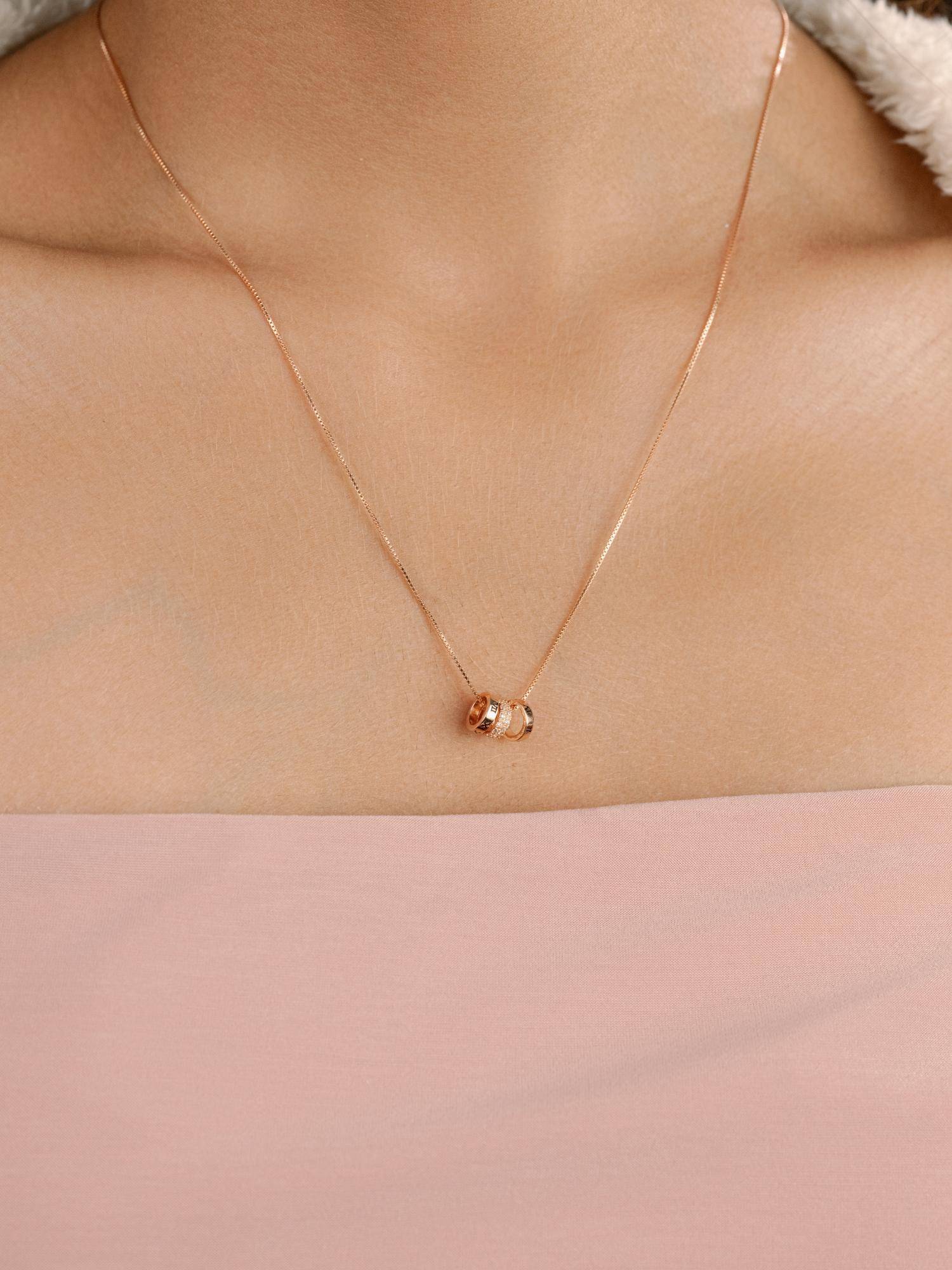 Nistra 925 Sterling Silver Timeless Trio Necklace (Adjustable)
