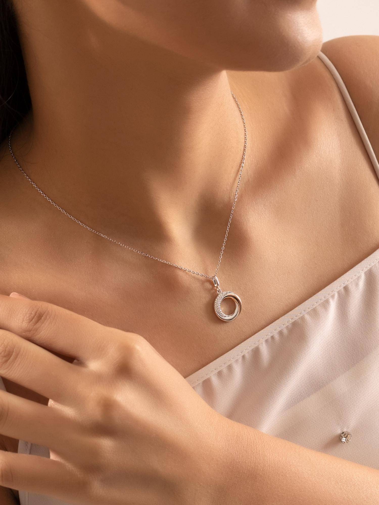 Nistra 925 Sterling Silver Sun Moon Necklace (Adjustable)