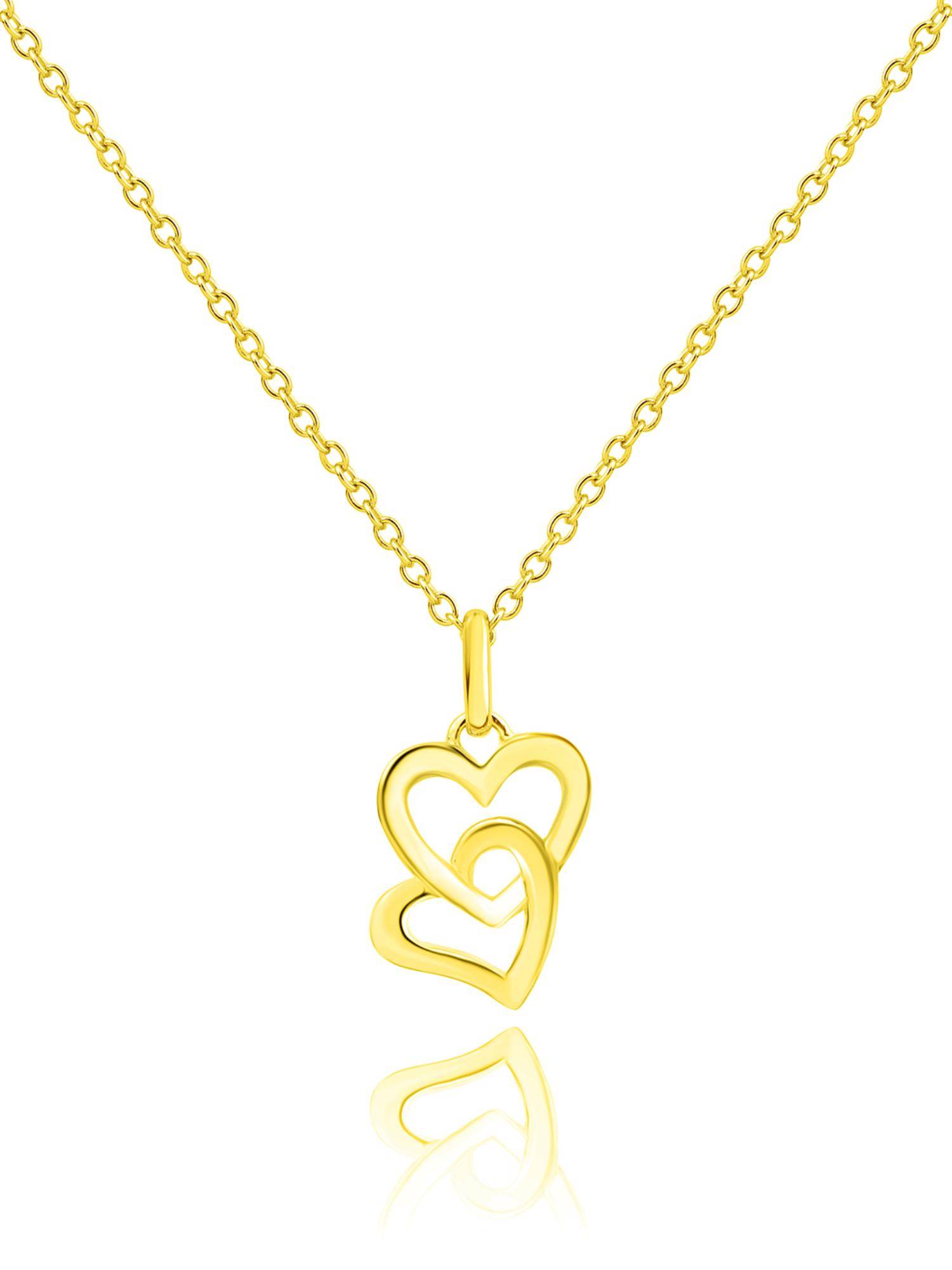 Nistra 925 Sterling Silver Mirrored Hearts Necklace (Adjustable)