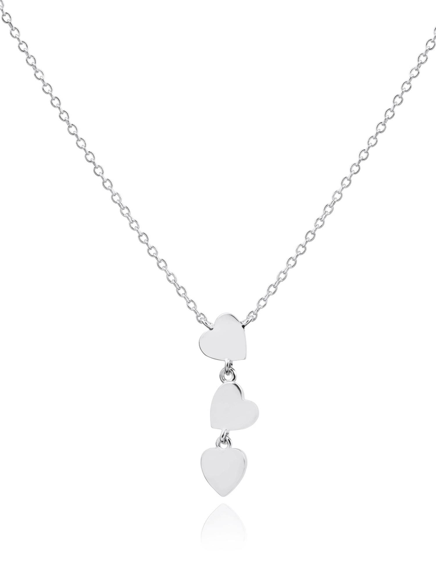 Nistra 925 Sterling Silver Trio Heart Radiance Necklace (Adjustable)