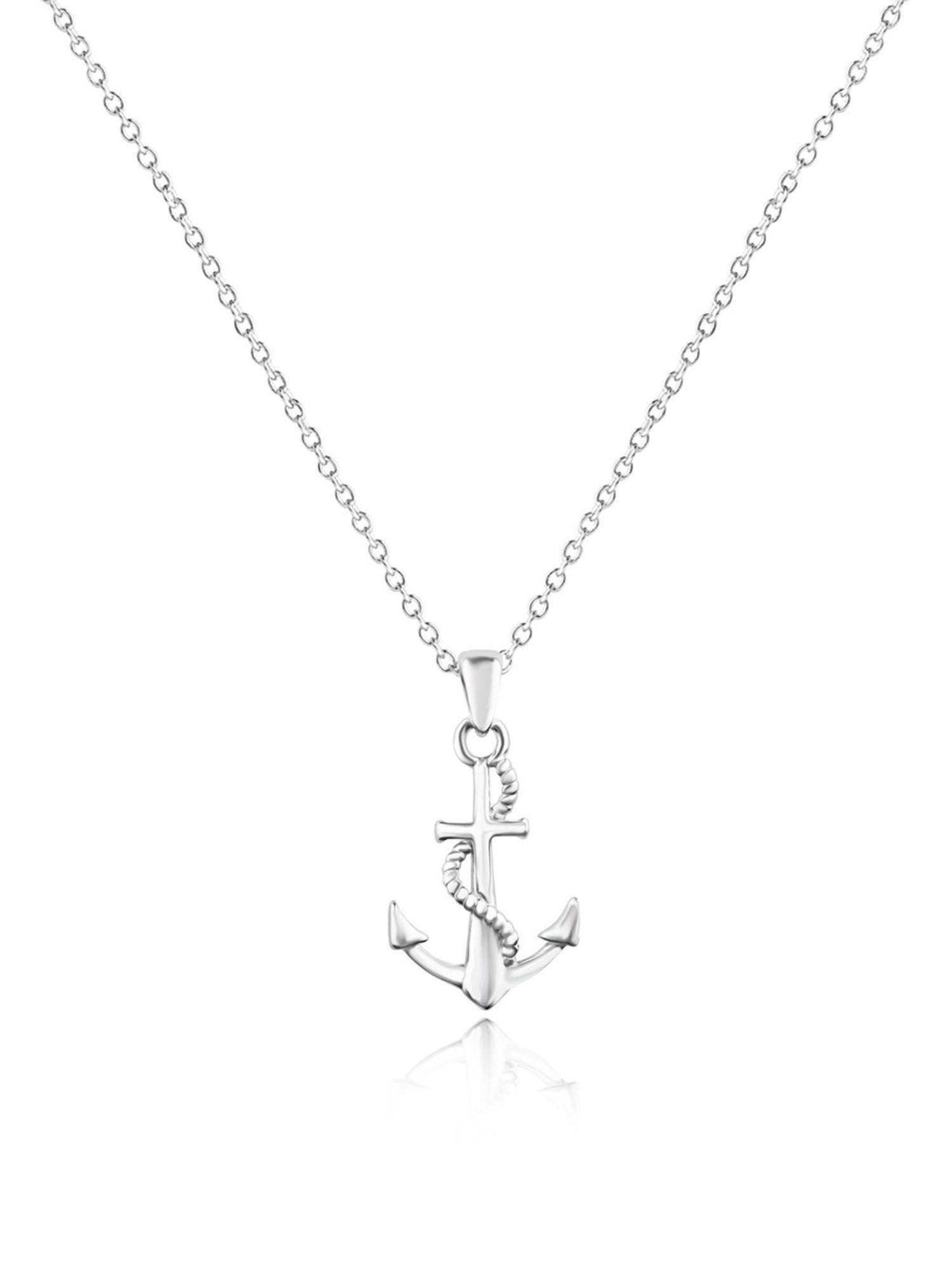 Nistra 925 Sterling Silver Perfect Shine Anchor Necklace (Adjustable)