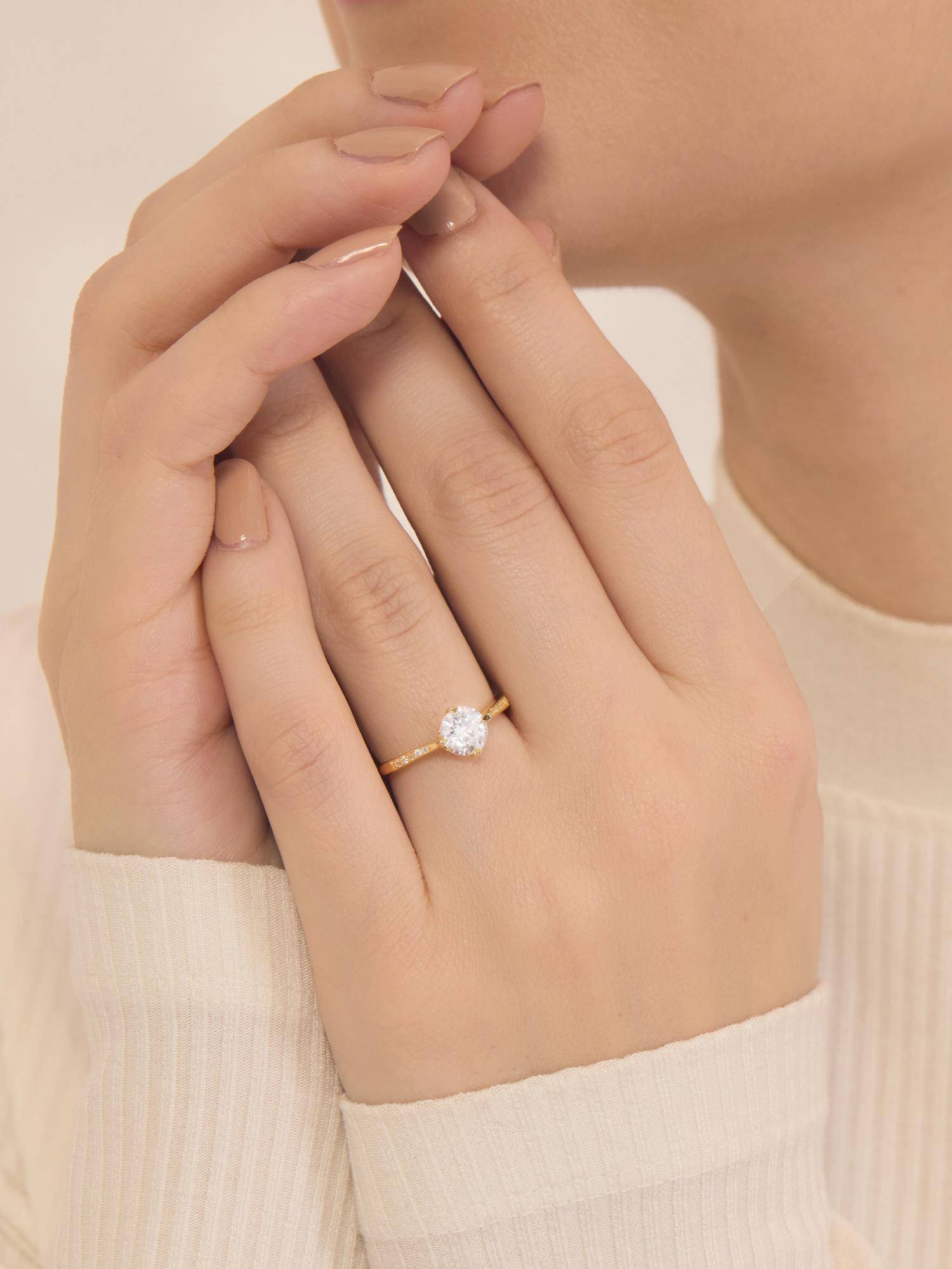 Nistra 925 Sterling Silver Timeless Solitaire Ring (Adjustable)