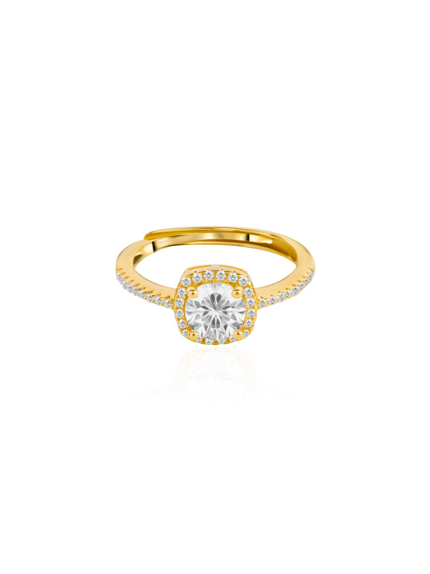 Nistra 925 Sterling Silver Radiant Halo Solitaire Ring (Adjustable)