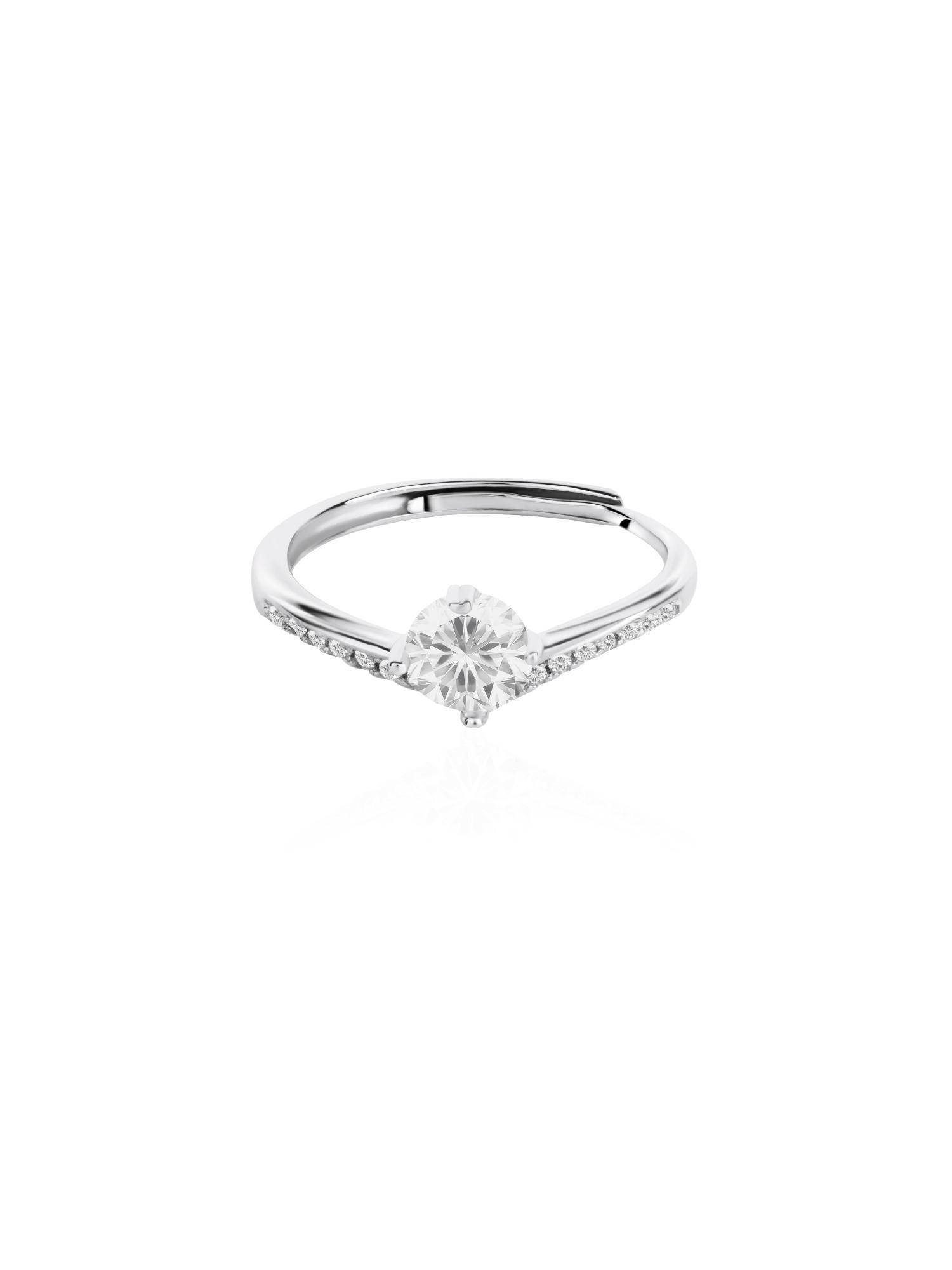 Nistra 925 Sterling Silver Timeless Glow Solitaire Ring (Adjustable)