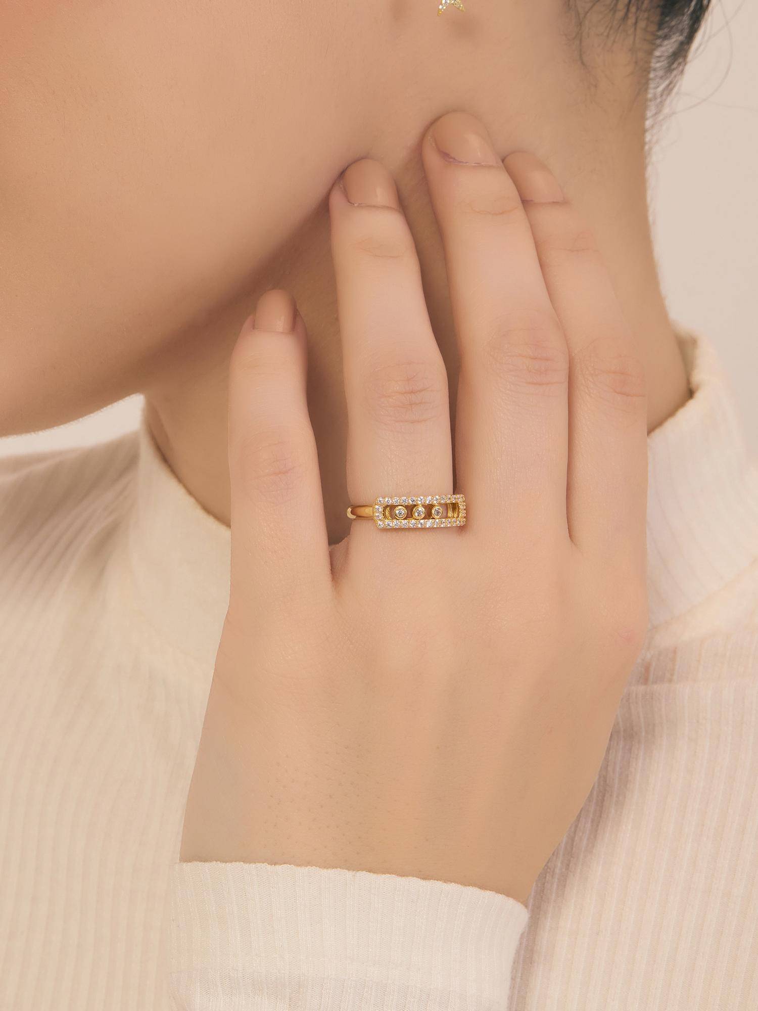 Nistra 925 Sterling Silver Playful Sparkle Ring (Adjustable)