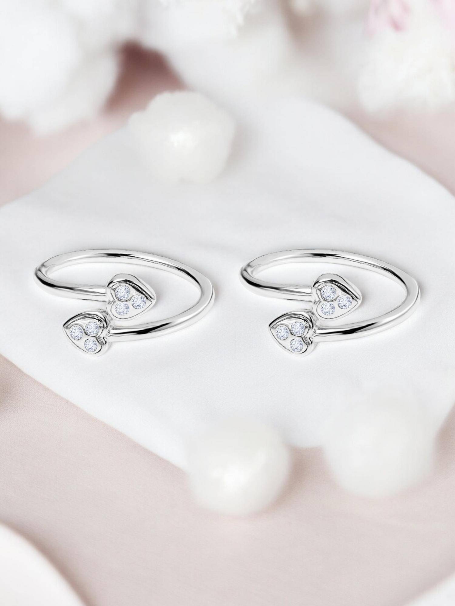 Nistra 925 Sterling Silver Heartfelt Embrace Toe Rings (Adjustable)