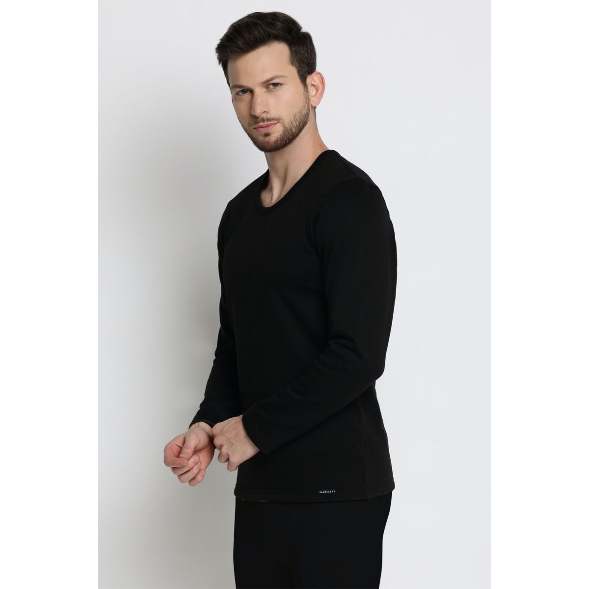 Buy Van Heusen Black Super Soft Extra Warm Thermals Top Online