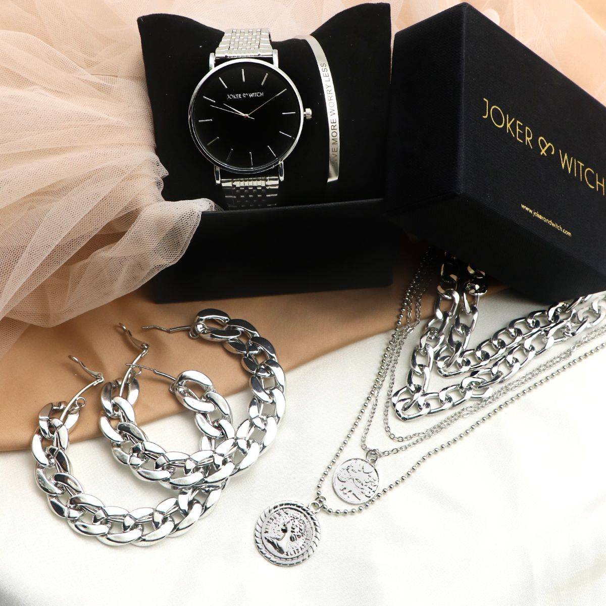 Joker & Witch Silver Charm Love Stack For Women