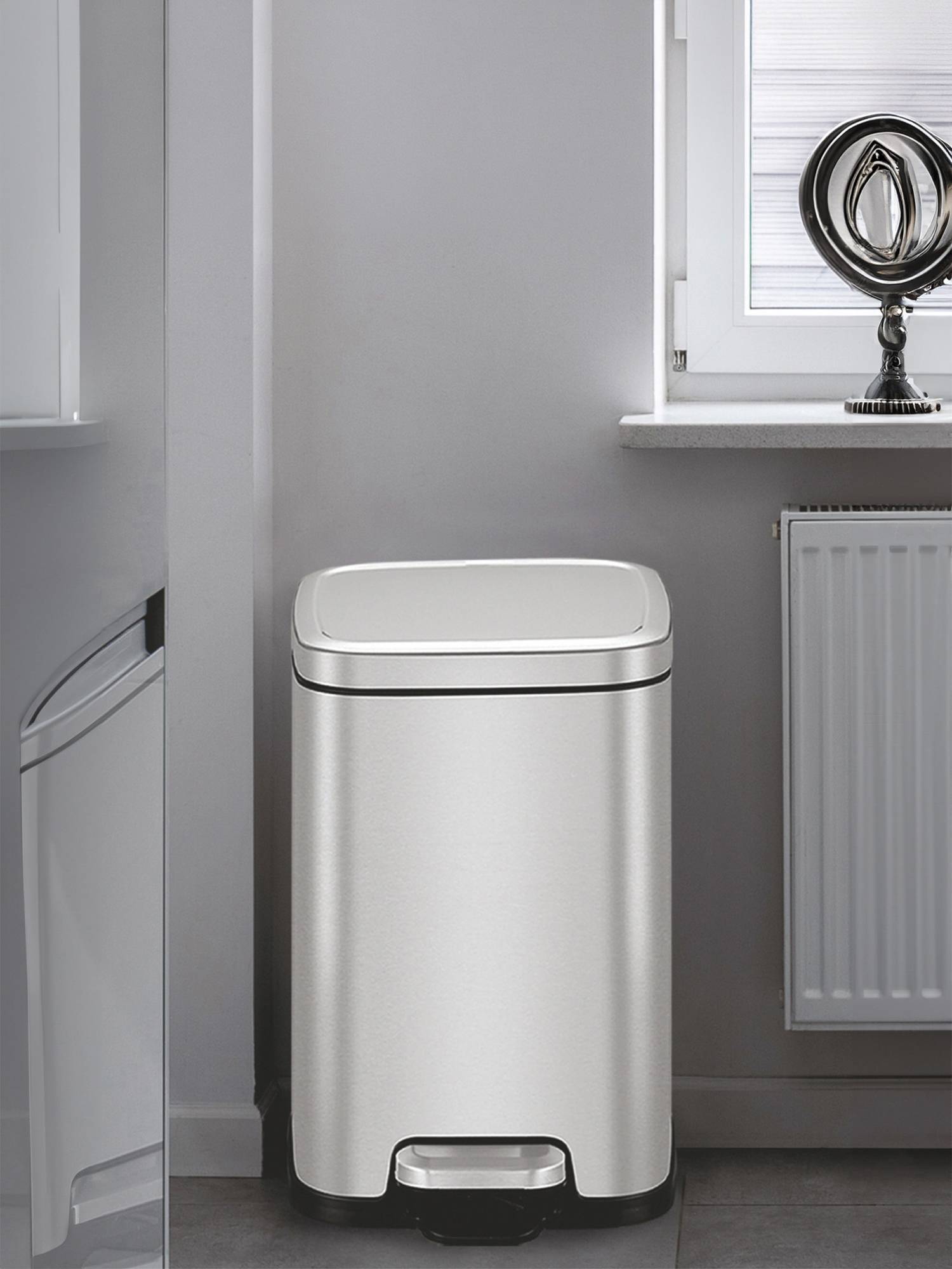 OBSESSIONS 9L Stainless Steel Step Bin, Silver