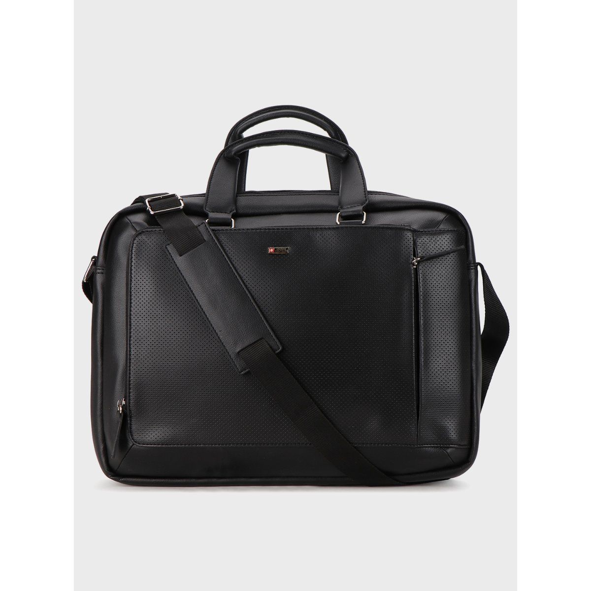 Buy Swiss Military Larin Black Leather Laptop Bag for Men Online