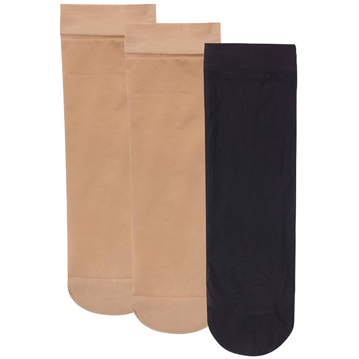 NEXT2SKIN Womens Cotton Hidden Loafer No Show Liner Socks - Pack of 3 (Skin:Skin:Black)