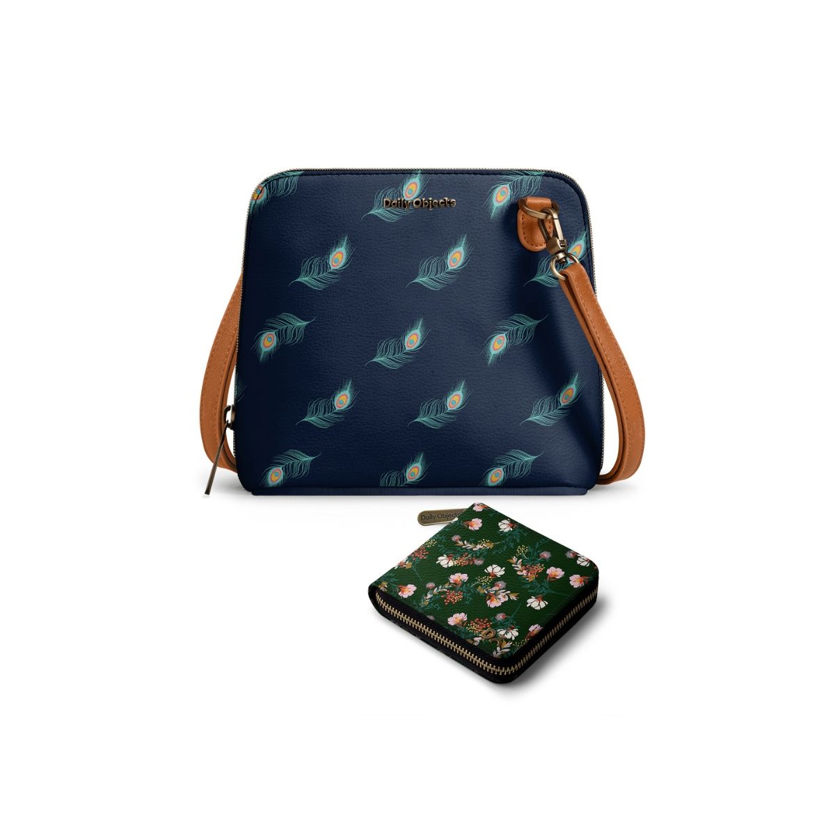 3 Piece Combo: Double Zip Jacquard Tote/Handbag, Wallet and Sling Bag