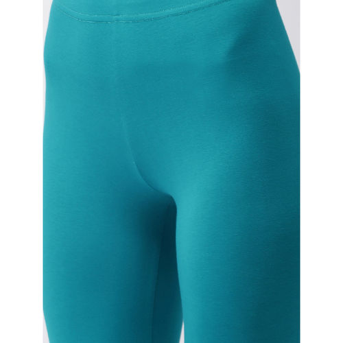 Buy Peacock Blue Leggings for Women by GO COLORS Online