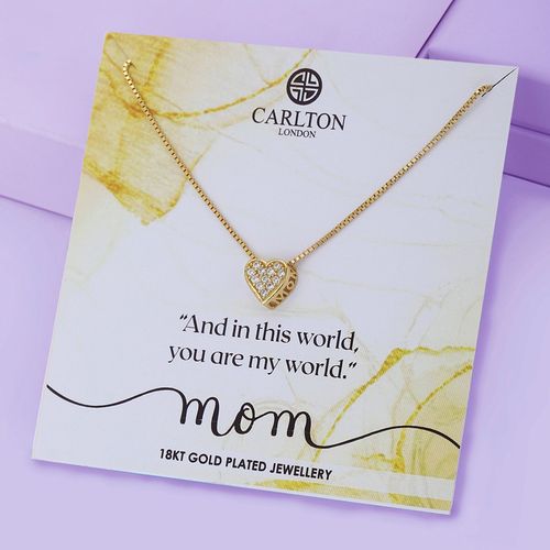 Carlton London Gift Card Jewellery-18K Gold Plated Heart Shaped Cubic  Zirconia Pendant With Chain