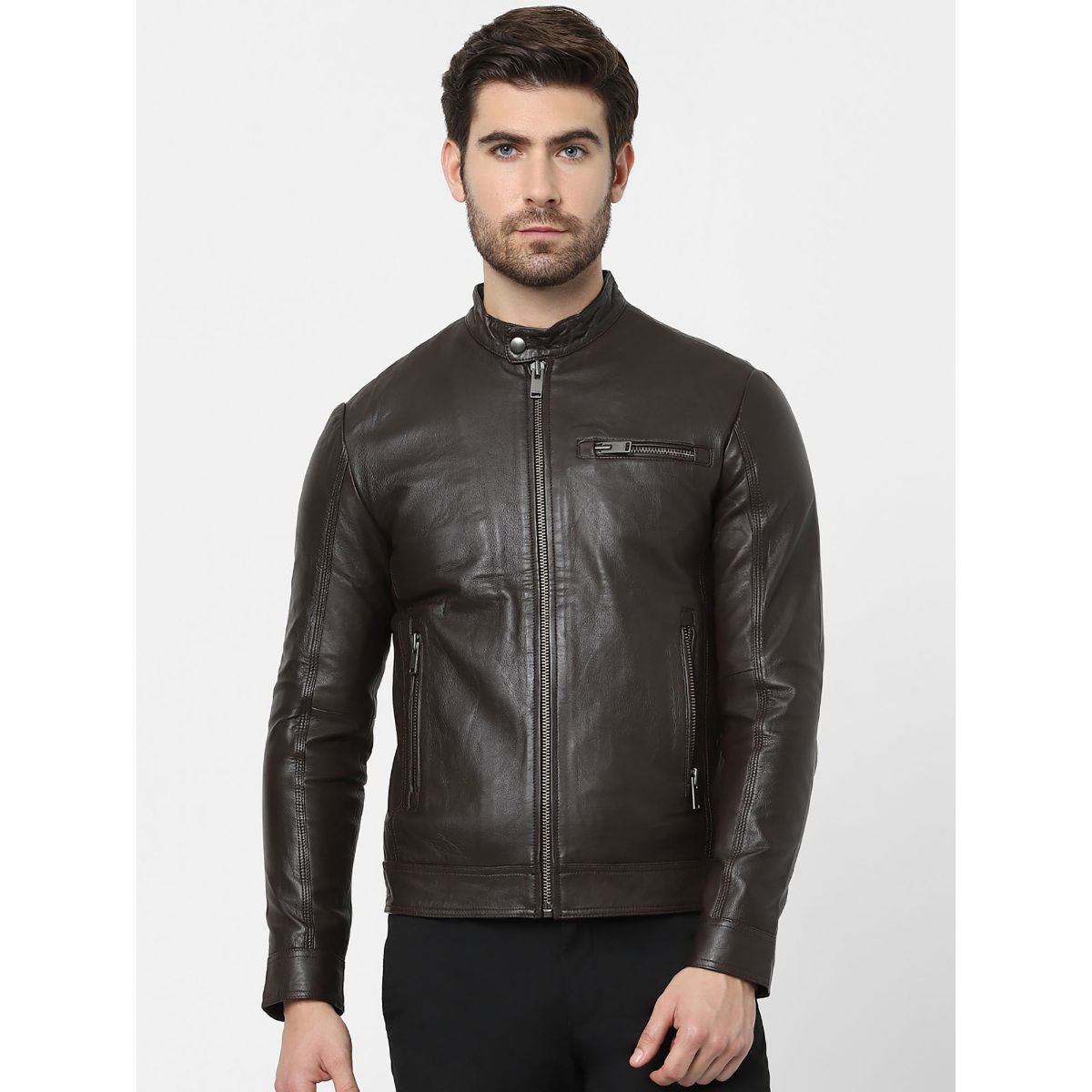 Selected homme leather outlet jacket