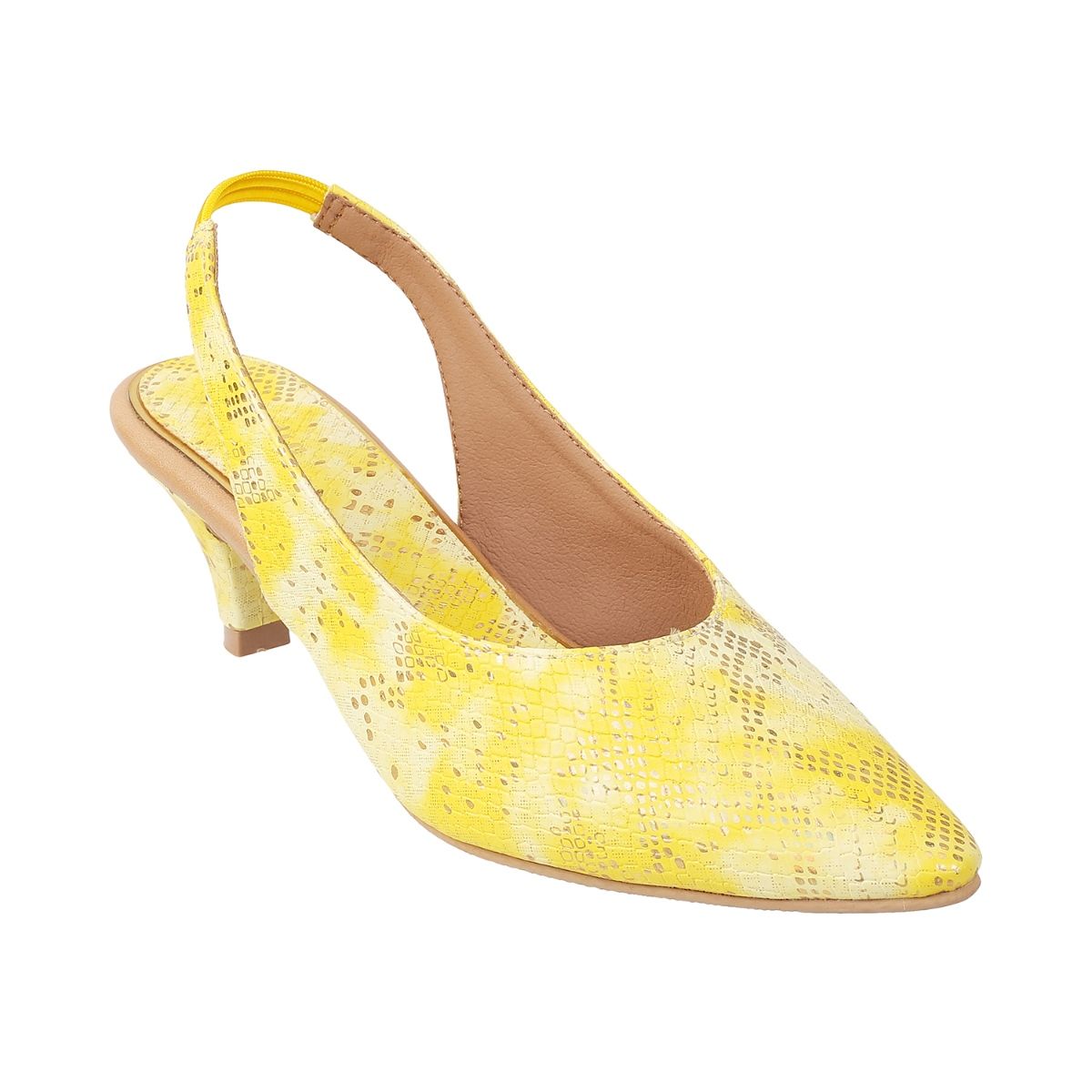 Mochi Womens Yellow Mules Mochi Yellow Synthetic Animal Print Women