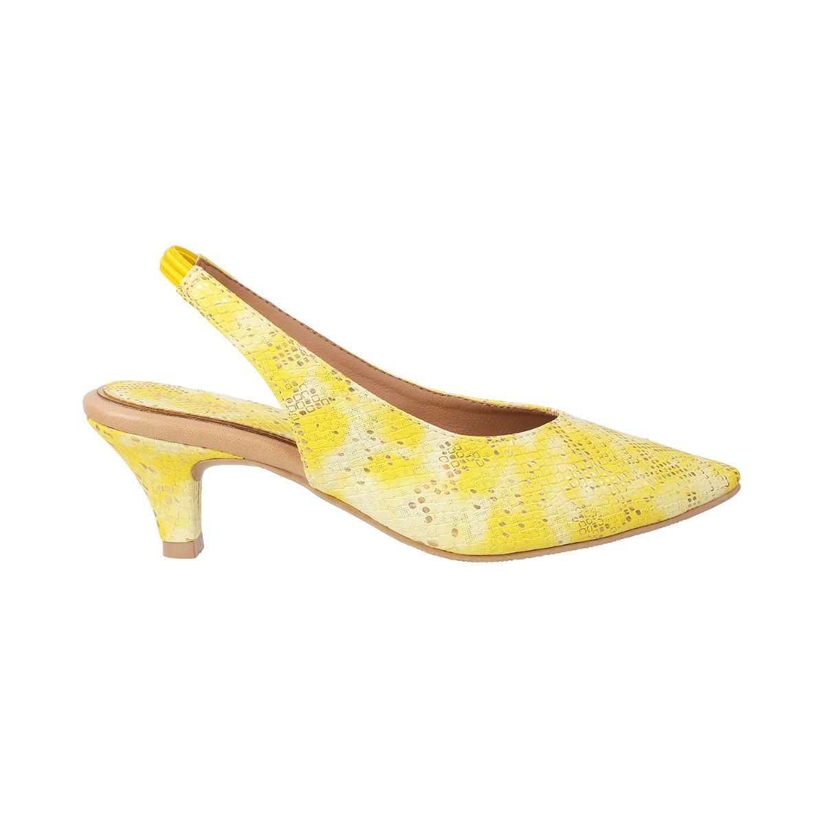 Mochi Womens Yellow Mules Mochi Yellow Synthetic Animal Print Women