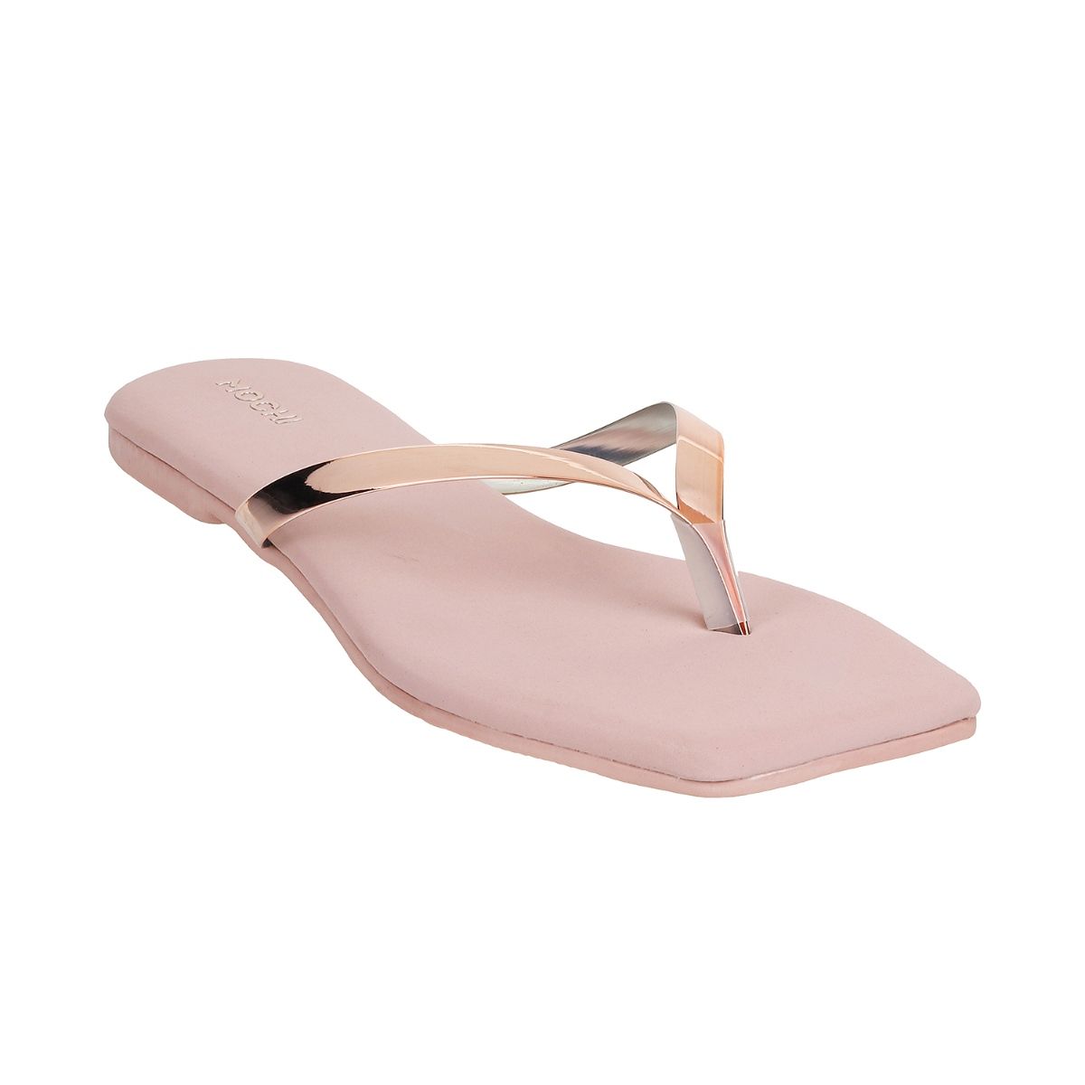 Exposed Metallic PU Slip On Flat Slider Sandals