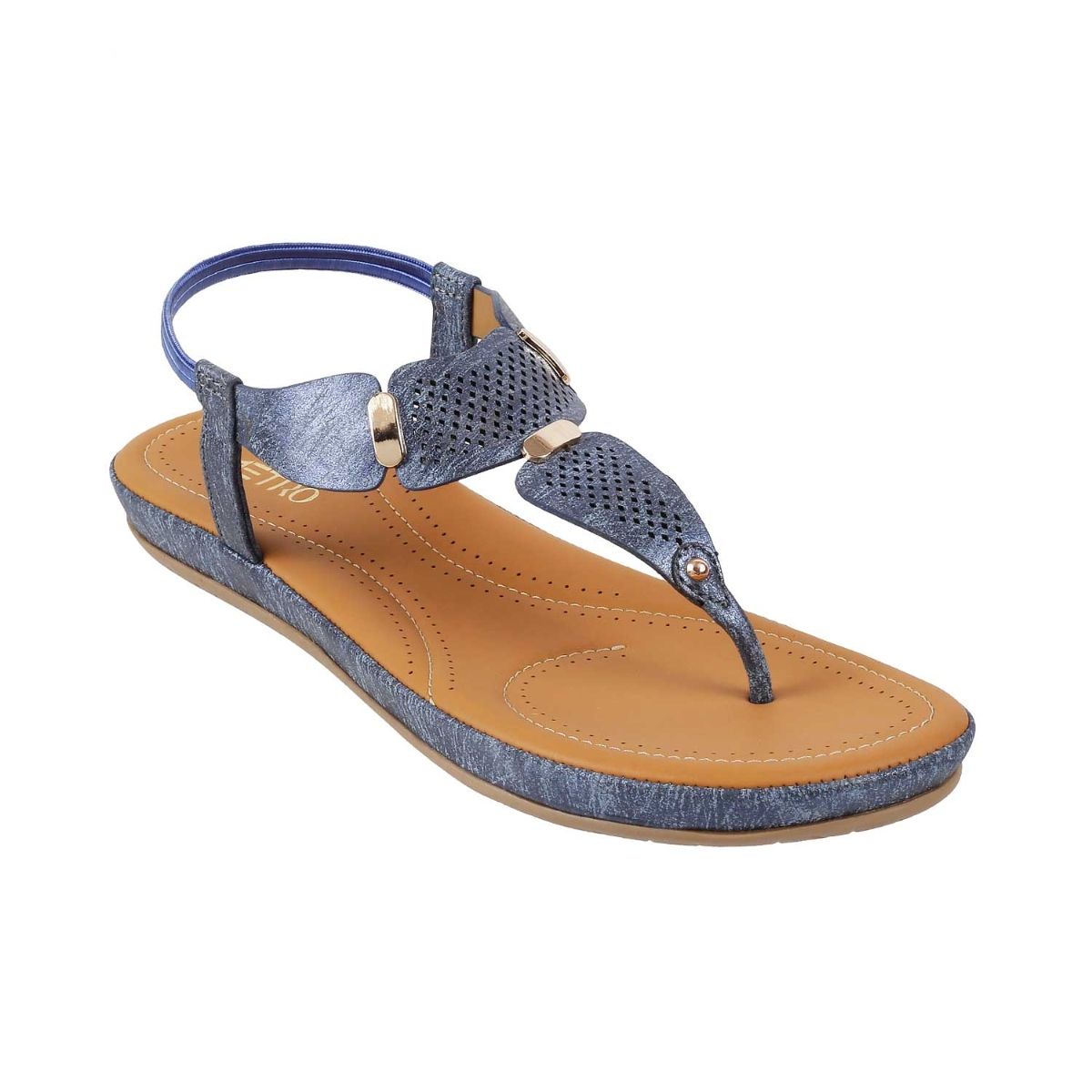 Tods Ladies Blue Leather Strap Sandals, Brand Size 37.5 ( US Size 7.5 ) |  World of Watches