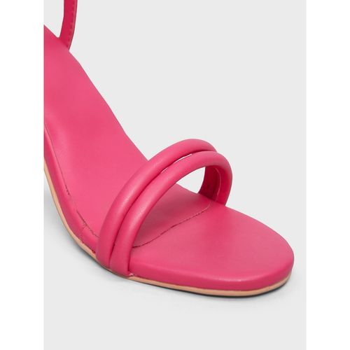 Twenty Dresses by Nykaa Fashion Hot Pink Round Toe Ankle Strap Block Heels  (EURO 40)