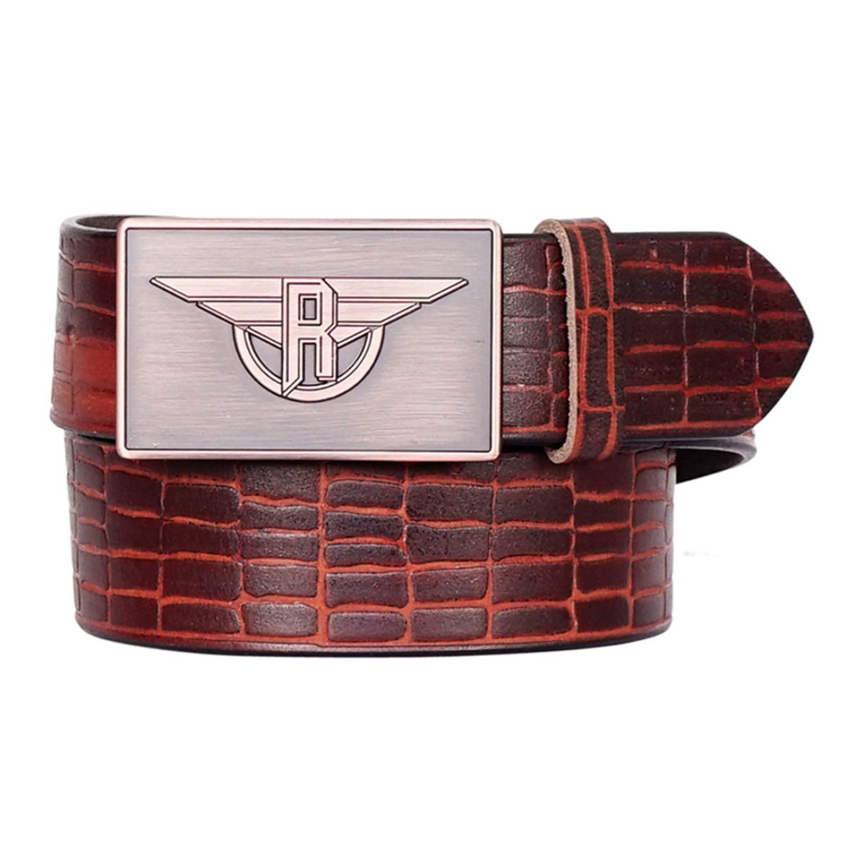 Justanned Roadies By Men'S Genuine Leather Belt On Oxidized Copper Tone Buckle (30)