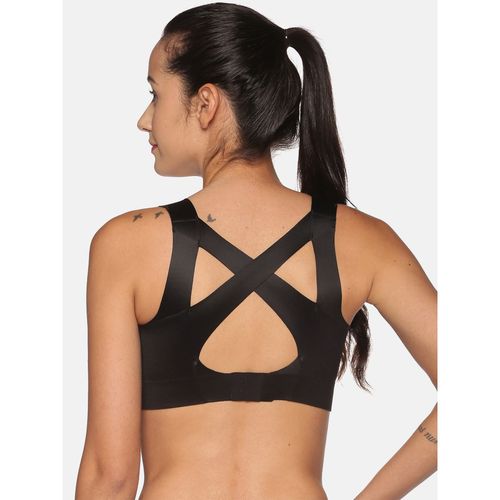 Bliss Club Women Black The Ultimate Support Sports Bra with Hook Closure  and 4 Cross Back Straps (32B)
